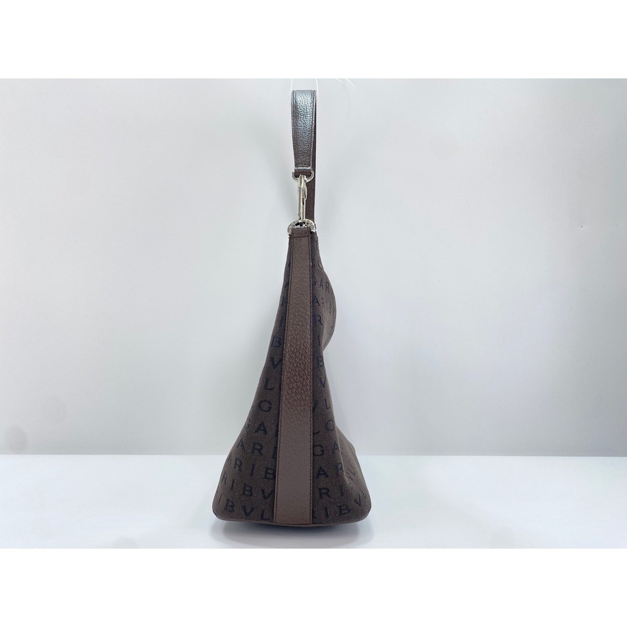 Bvlgari Logomania Brown Canvas Handbag (Pre-Owned)