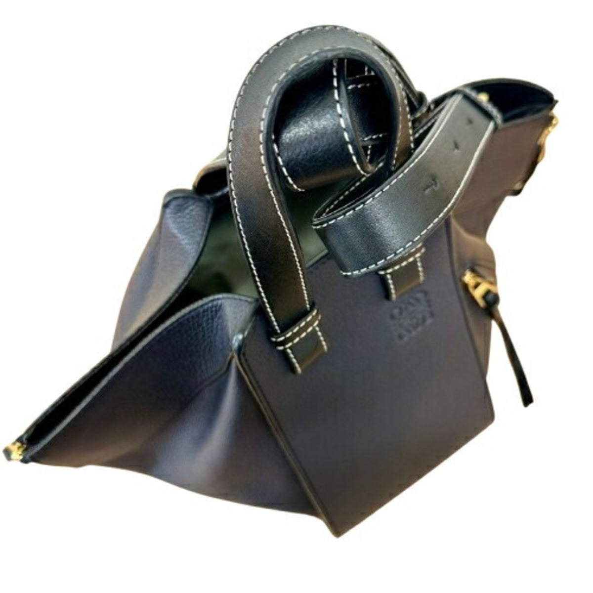 Loewe Hammock Black Dark Navy Leather Handbag Shoulder Bag (Pre-Owned)