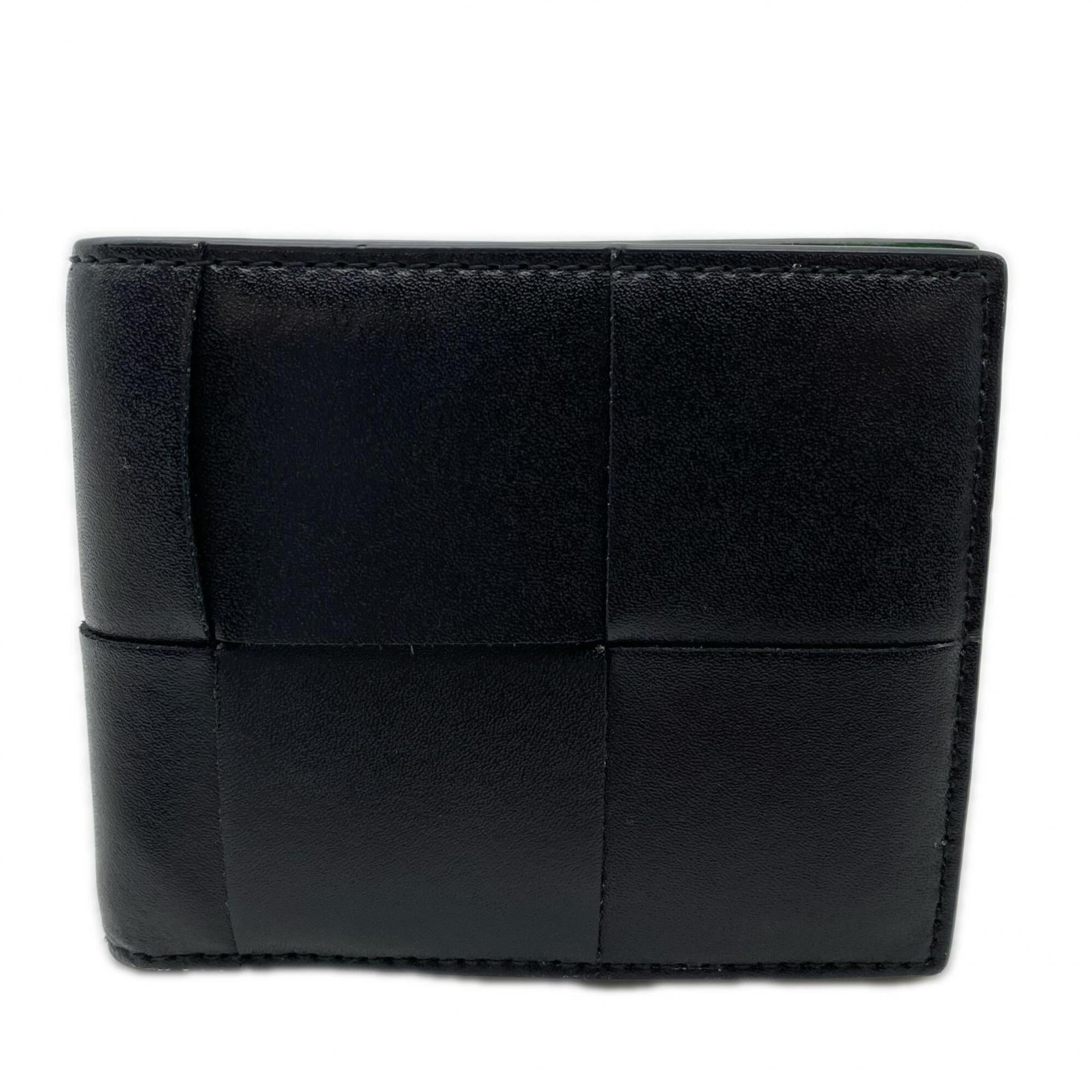 Bottega Veneta Black Green Leather Wallet (Bi-Fold) (Pre-Owned)