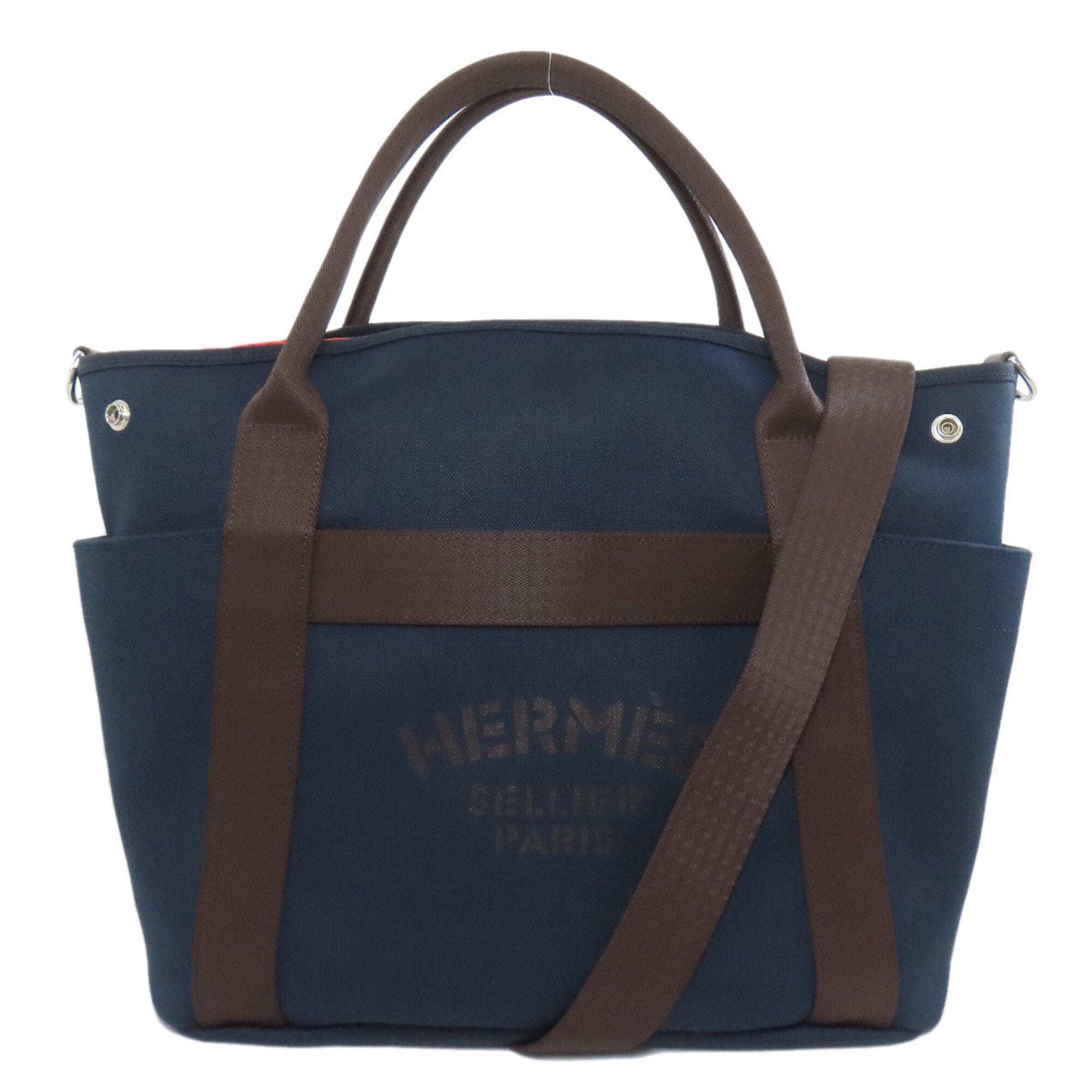 Hermes Navy Canvas Tote Bag (Pre-Owned)