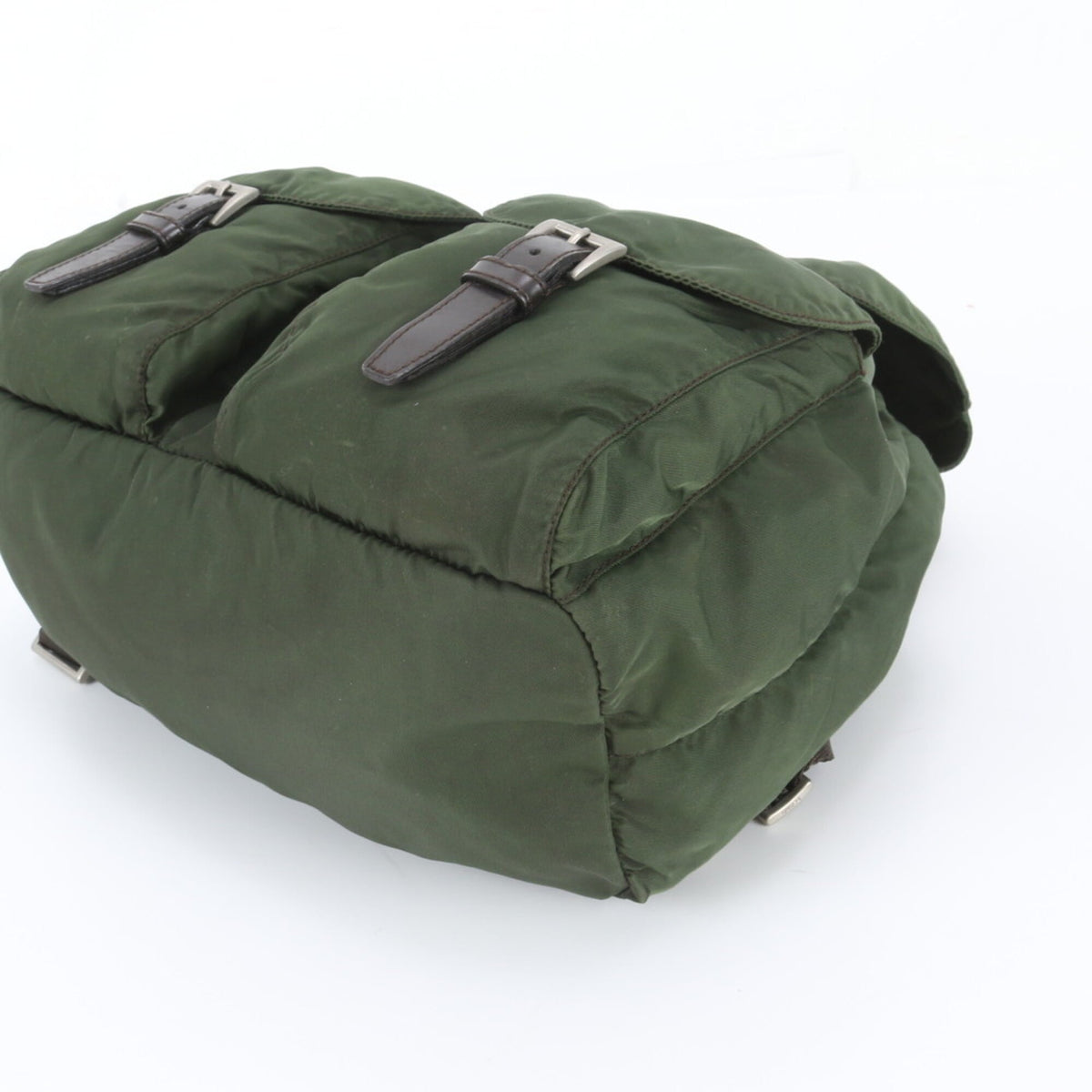Prada Green Leather Nylon Backpack (Pre-Owned)