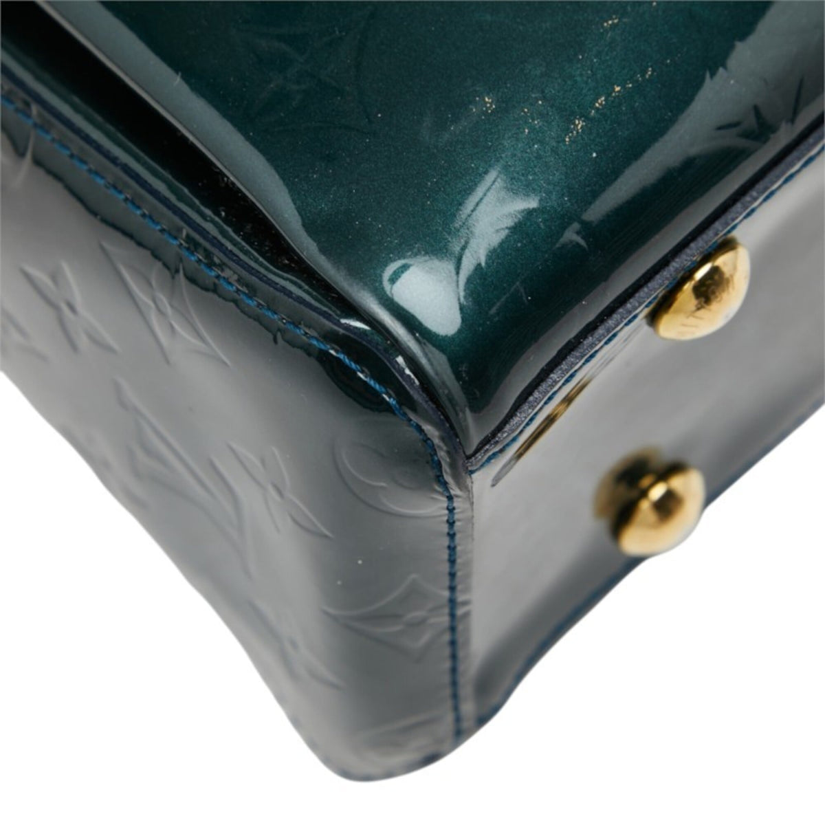 Louis Vuitton Blue Nuit Green Monogram Patent Leather Handbag (Pre-Owned)