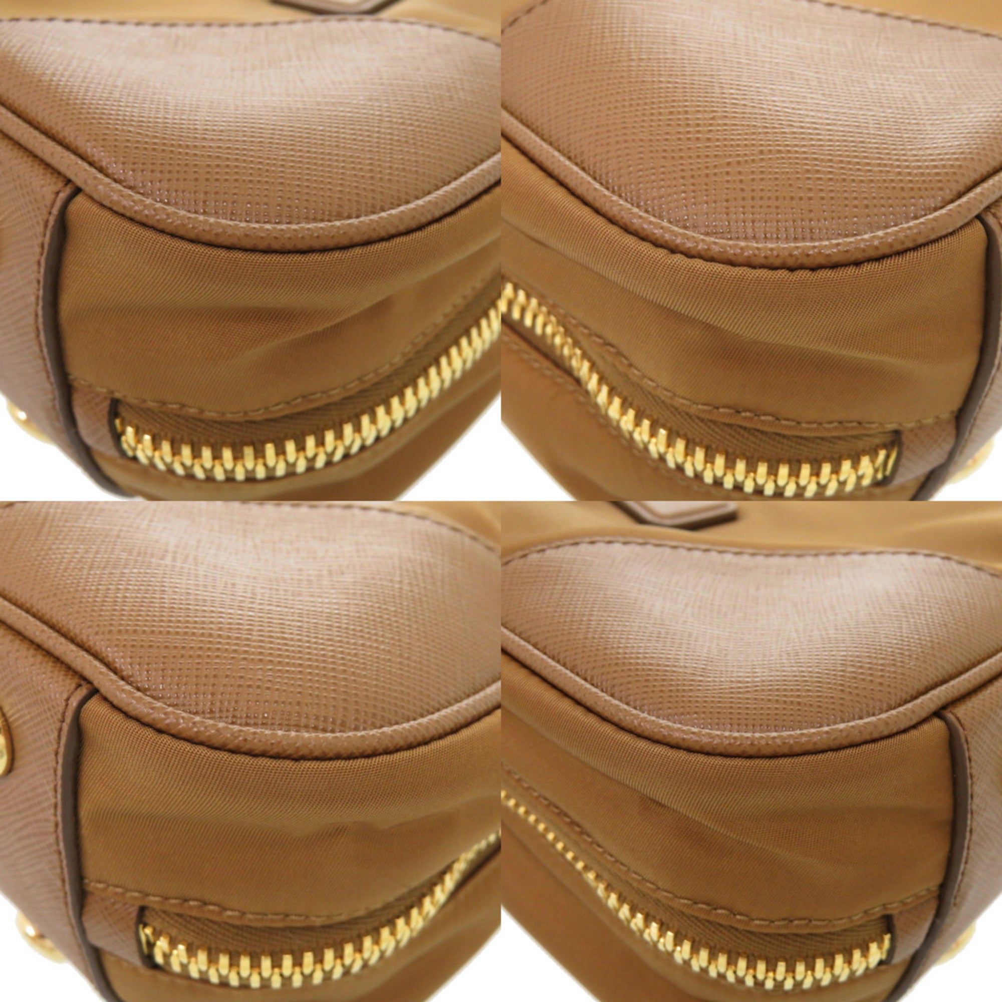 Prada Brown Nylon Leather Handbag Shoulder Bag (Pre-Owned)