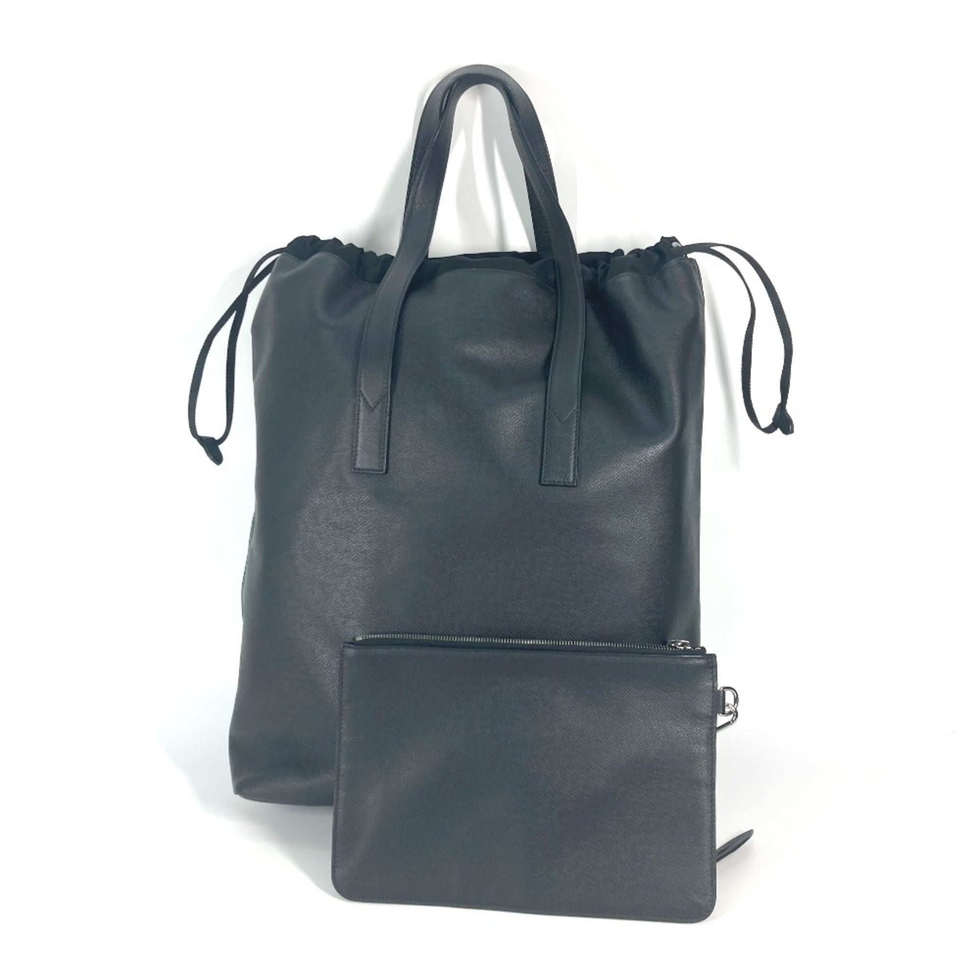 Louis Vuitton Black White Taiga Leather Pouch Shoulder Bag Tote Bag (Pre-Owned)