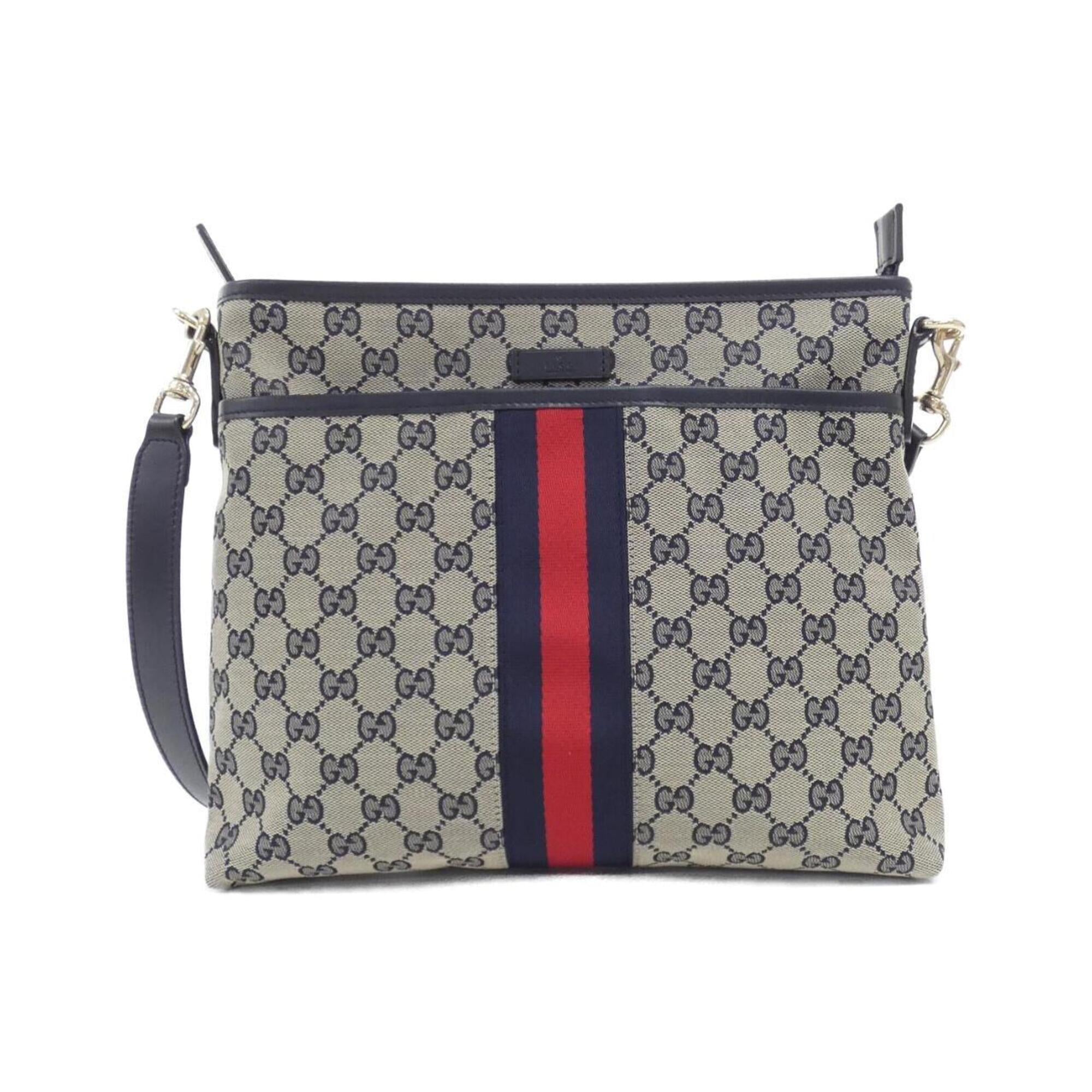 Gucci Beige Blue Gg Canvas Shoulder Bag (Pre-Owned)