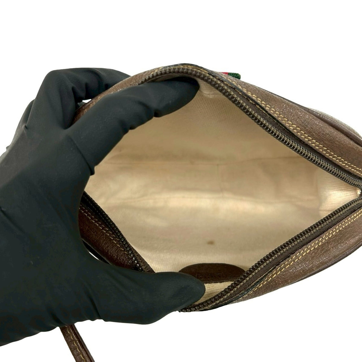 Gucci Brown Green Red Color Pvc Leather Pochette Shoulder Bag (Pre-Owned)