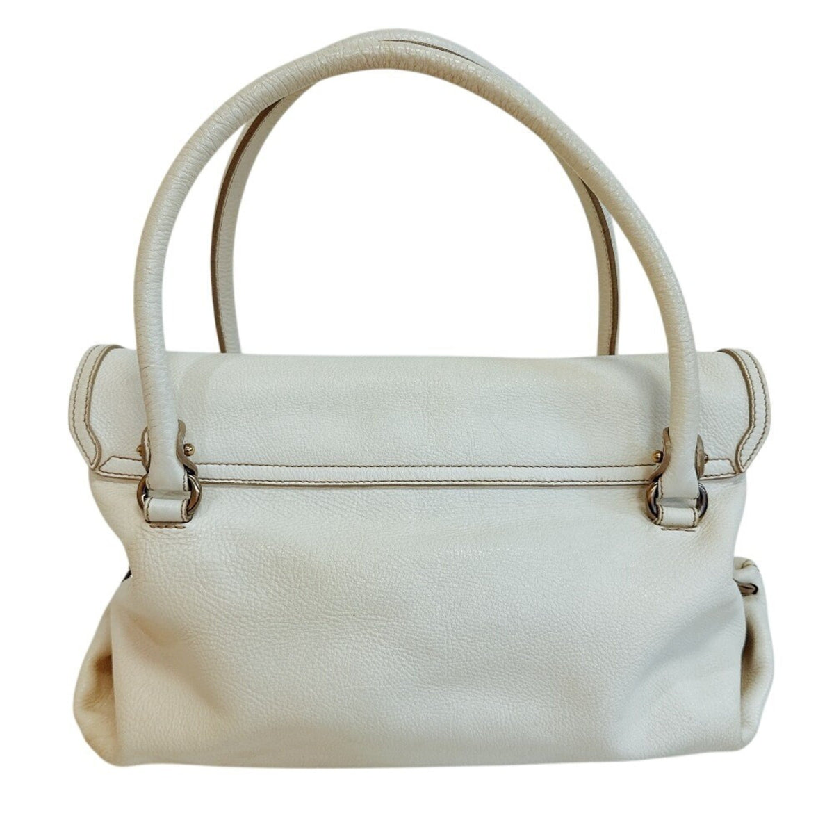 Salvatore Ferragamo White Leather Handbag Tote Bag (Pre-Owned)