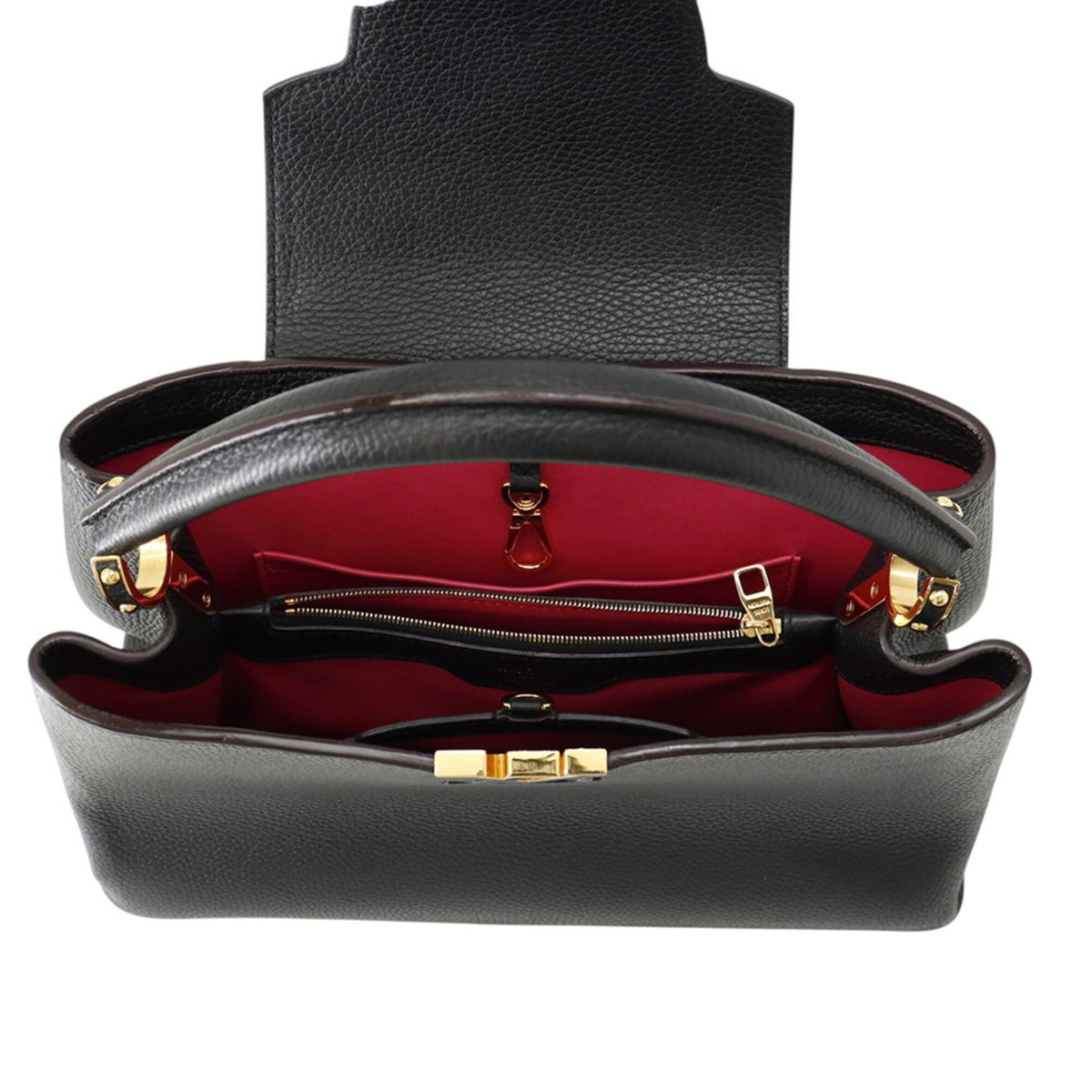 Louis Vuitton Noir Leather Handbag (Pre-Owned)