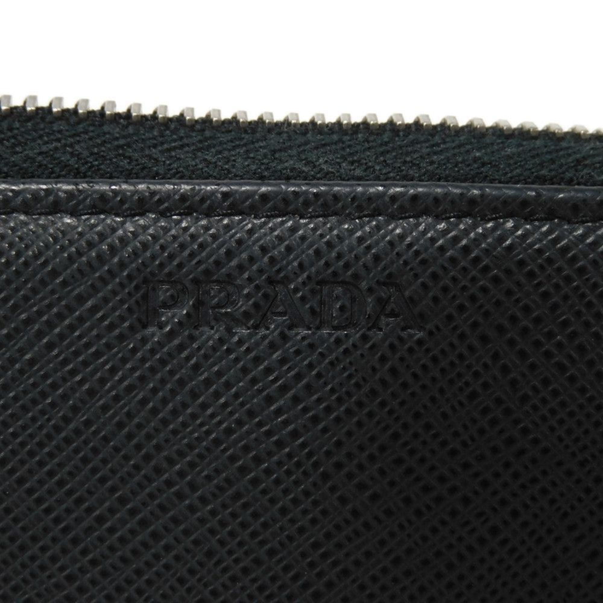 Prada Saffiano Navy Leather Long Wallet (Bi-Fold) (Pre-Owned)