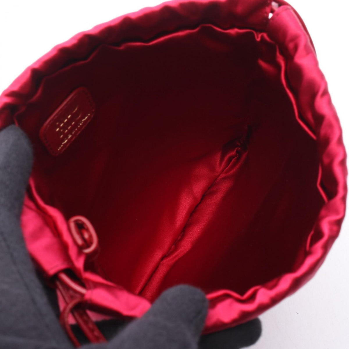Miu Miu Red Color Silk Leather Pouch (Pre-Owned)