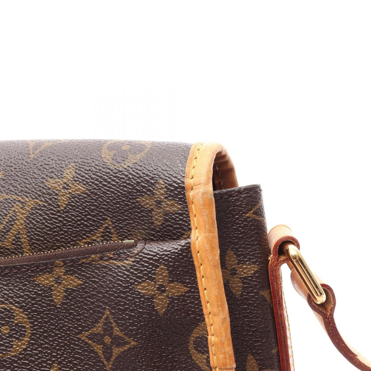 Louis Vuitton Brown Coated Canvas Leather Handbag Shoulder Bag (Pre-Owned)