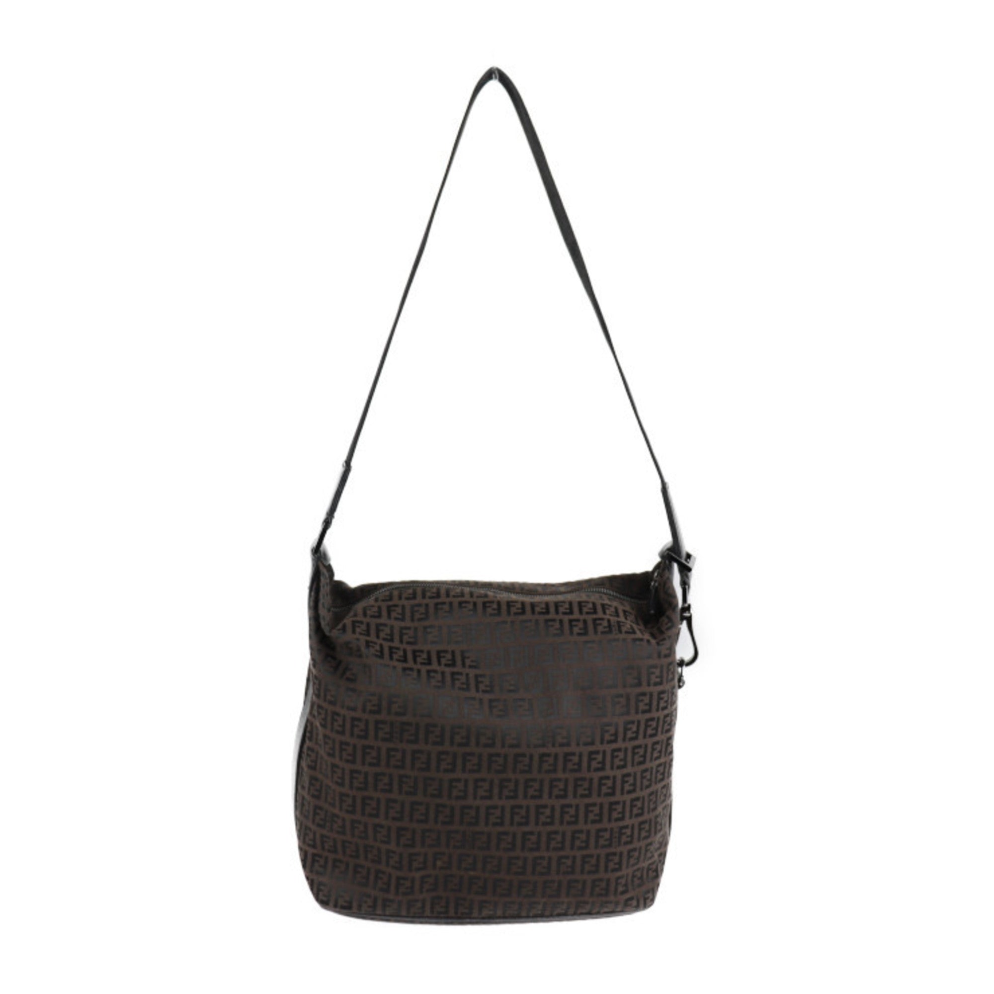 Fendi Zucchino Black Dark Brown Zucchino Messenger Bag Shoulder Bag Tote Bag (Pre-Owned)