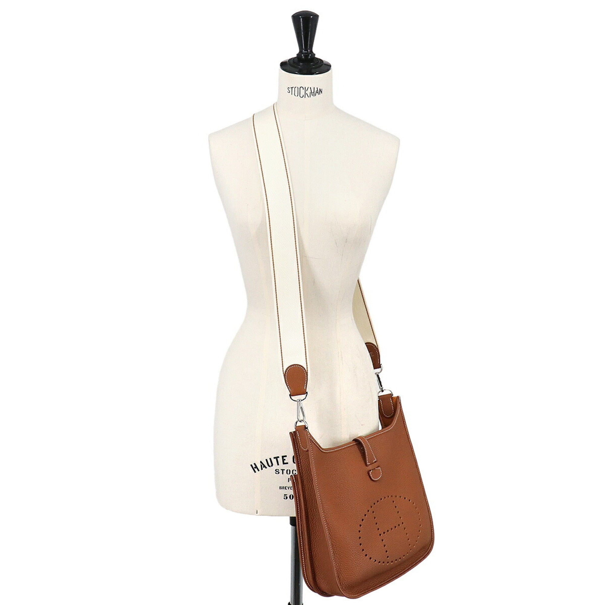 Hermes Evelyne Gold Taurillon Clemence Leather Handbag Shoulder Bag (Pre-Owned)