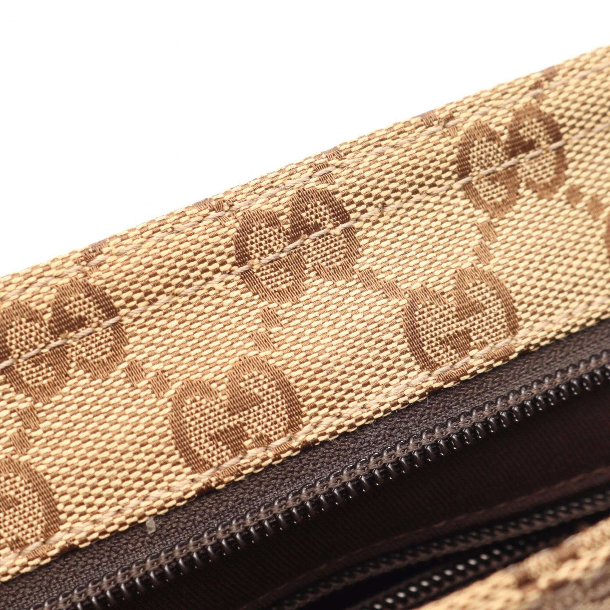 Gucci Beige Brown Canvas Leather Handbag Shoulder Bag (Pre-Owned)
