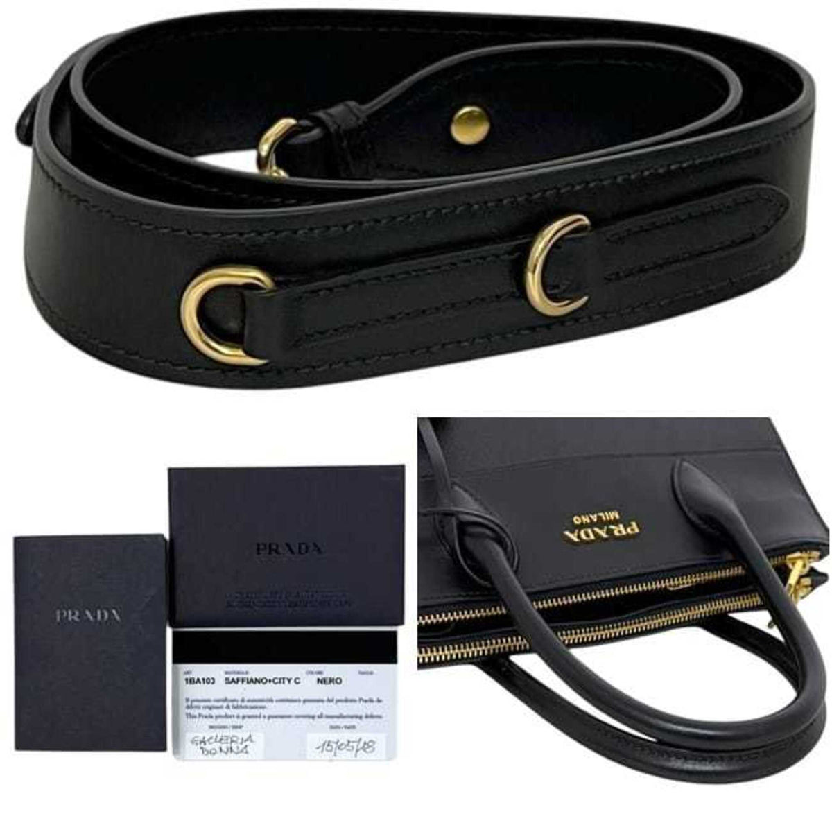 Prada Black Nero Leather Saffiano Handbag Shoulder Bag (Pre-Owned)