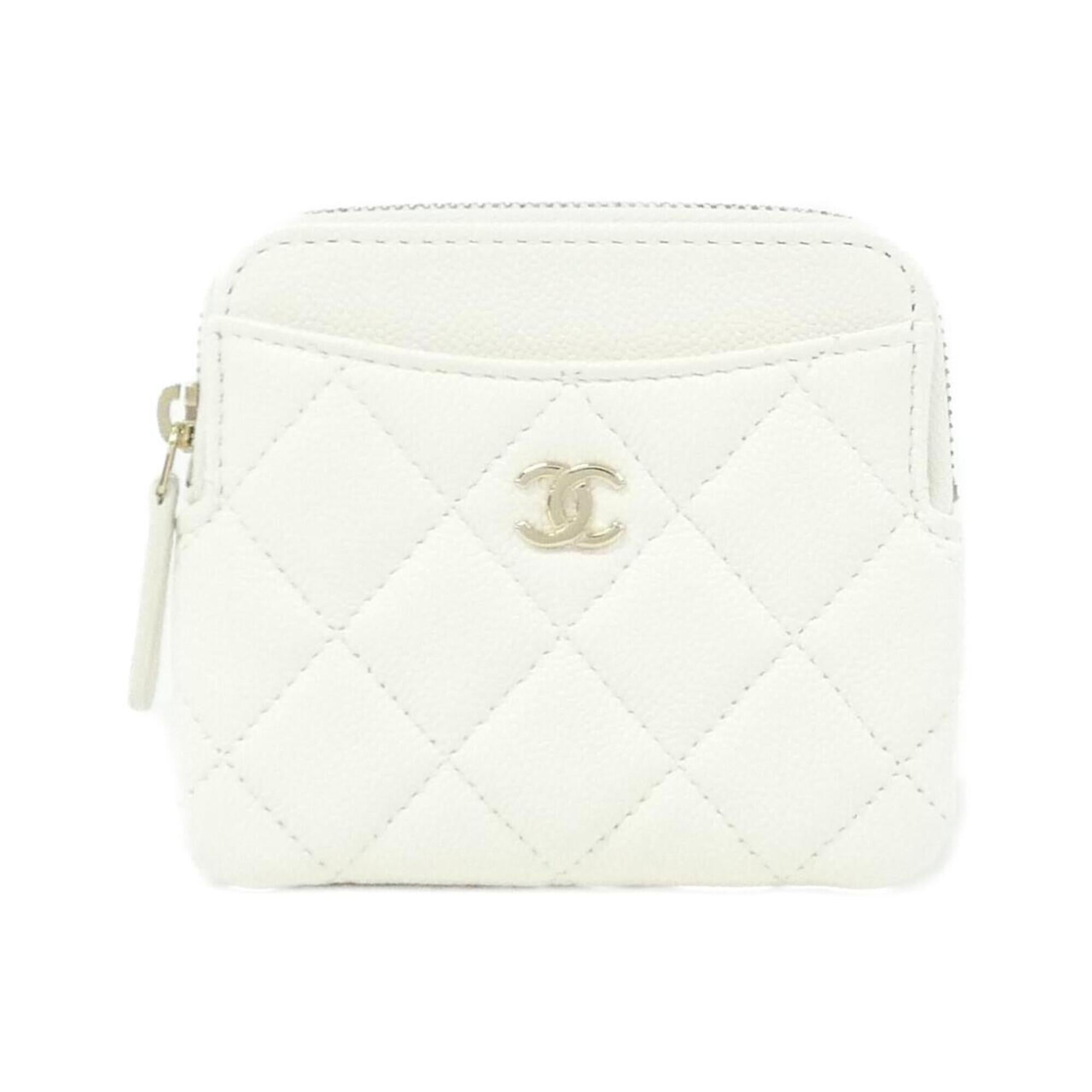 Chanel White Grained Calfskin Coin Purse/Coin Case (Pre-Owned)