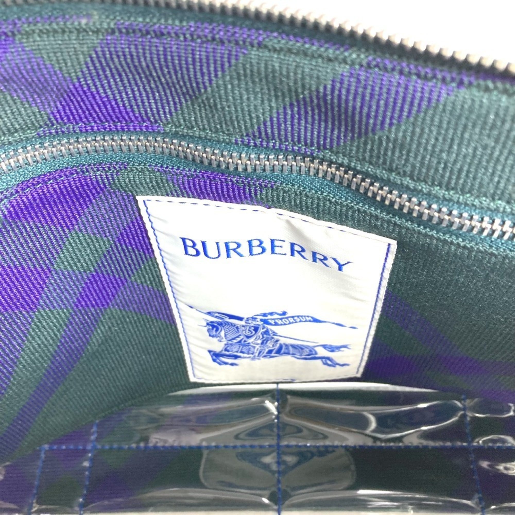 Burberry Blue Clear Vinyl Clutch Bag Handbag Pouch (Pre-Owned)