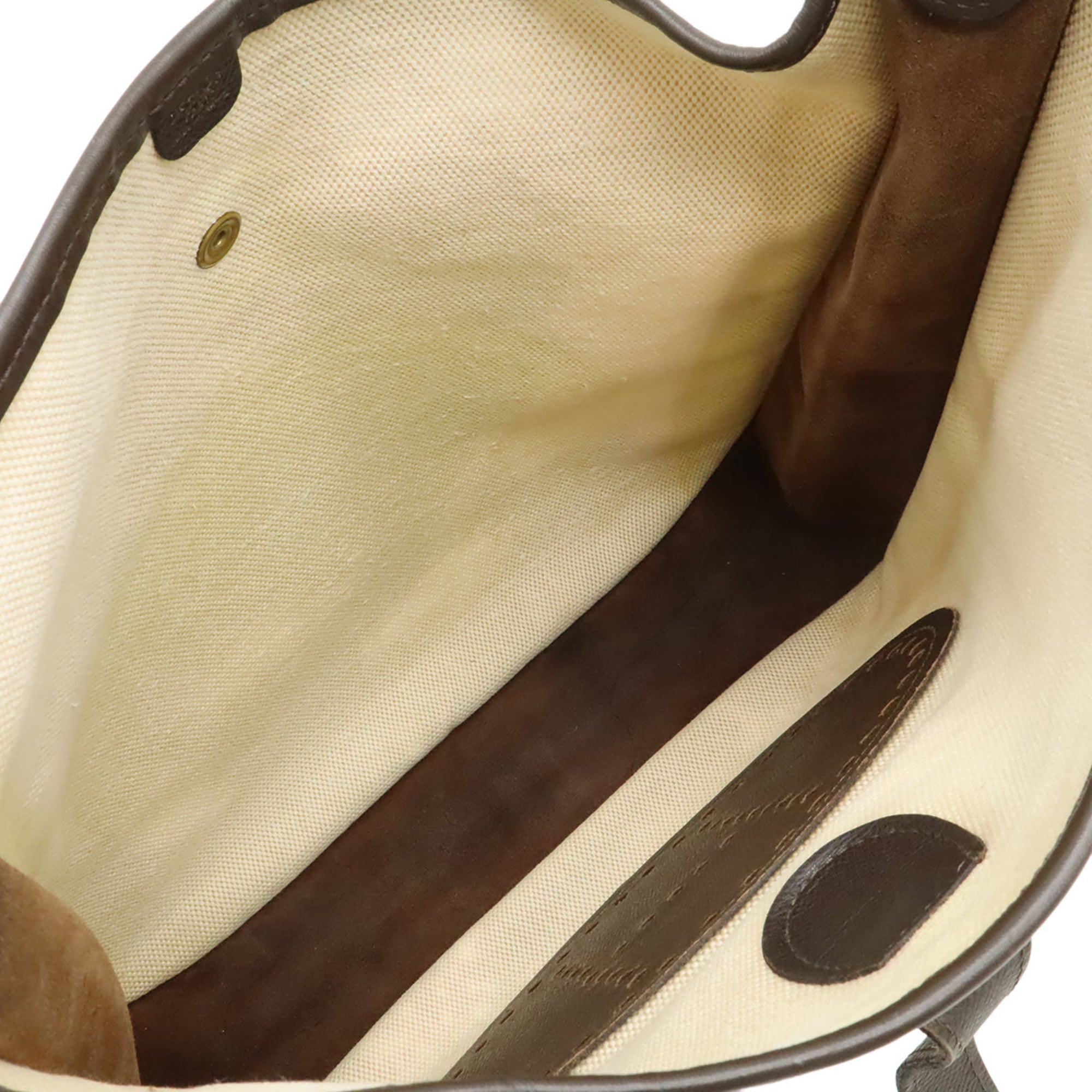 Hermes Dark Brown Natural Toile H Shoulder Bag (Pre-Owned)