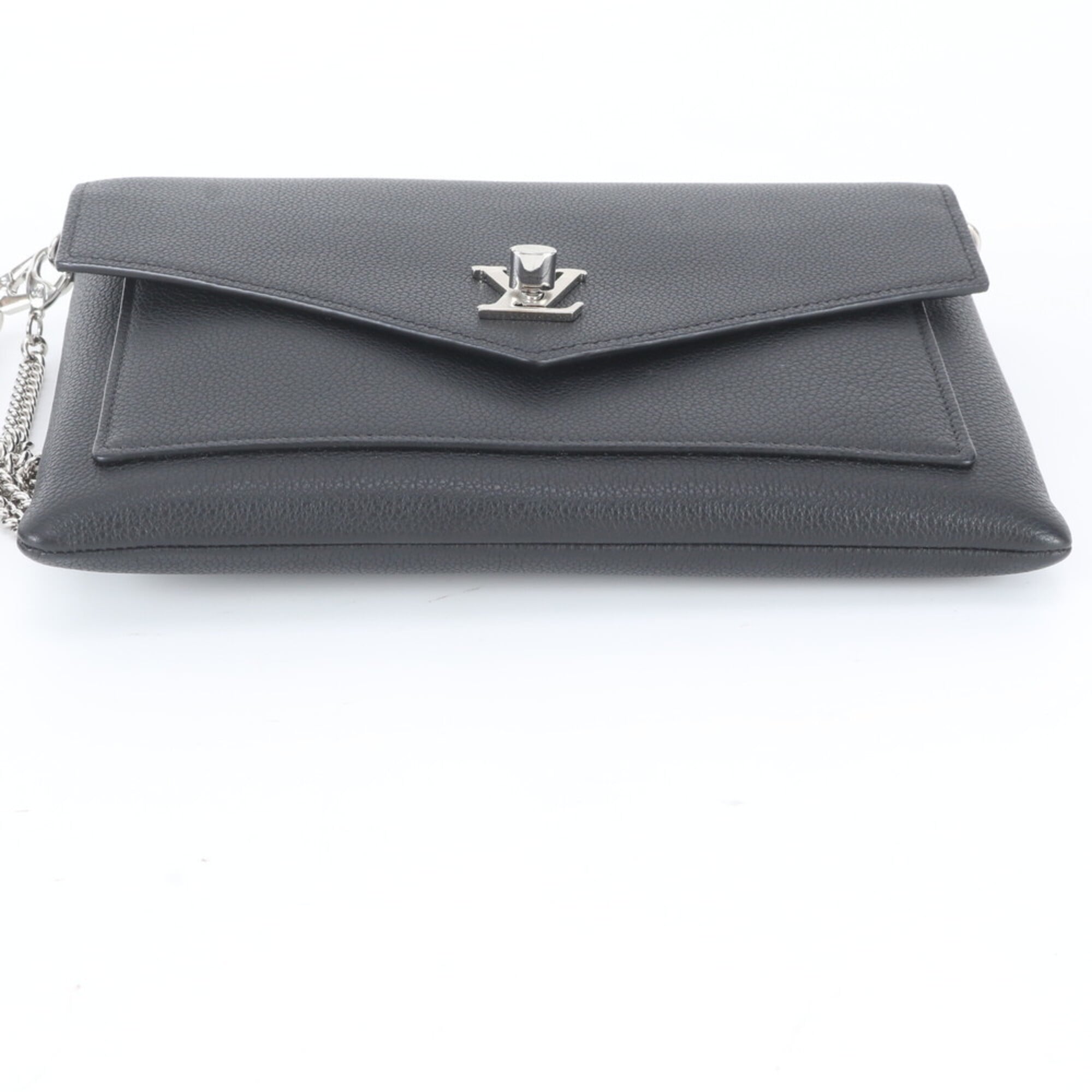 Louis Vuitton Noir Leather Clutch Bag Pochette Shoulder Bag (Pre-Owned)