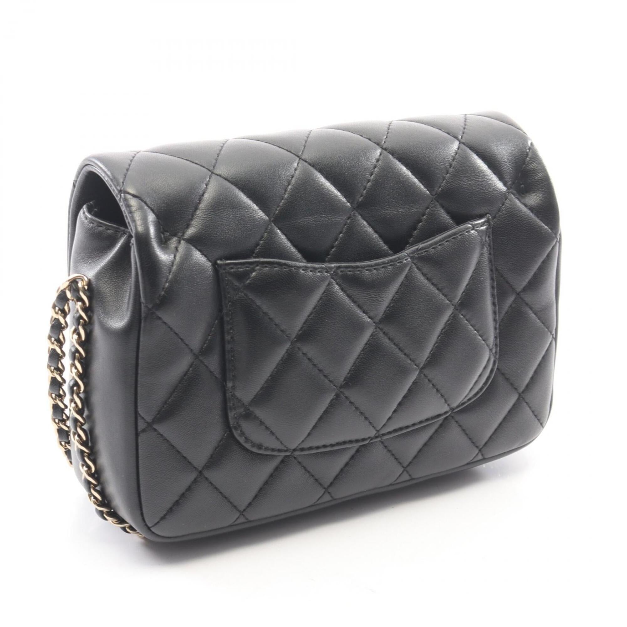 Chanel Black Leather Handbag Shoulder Bag (Pre-Owned)