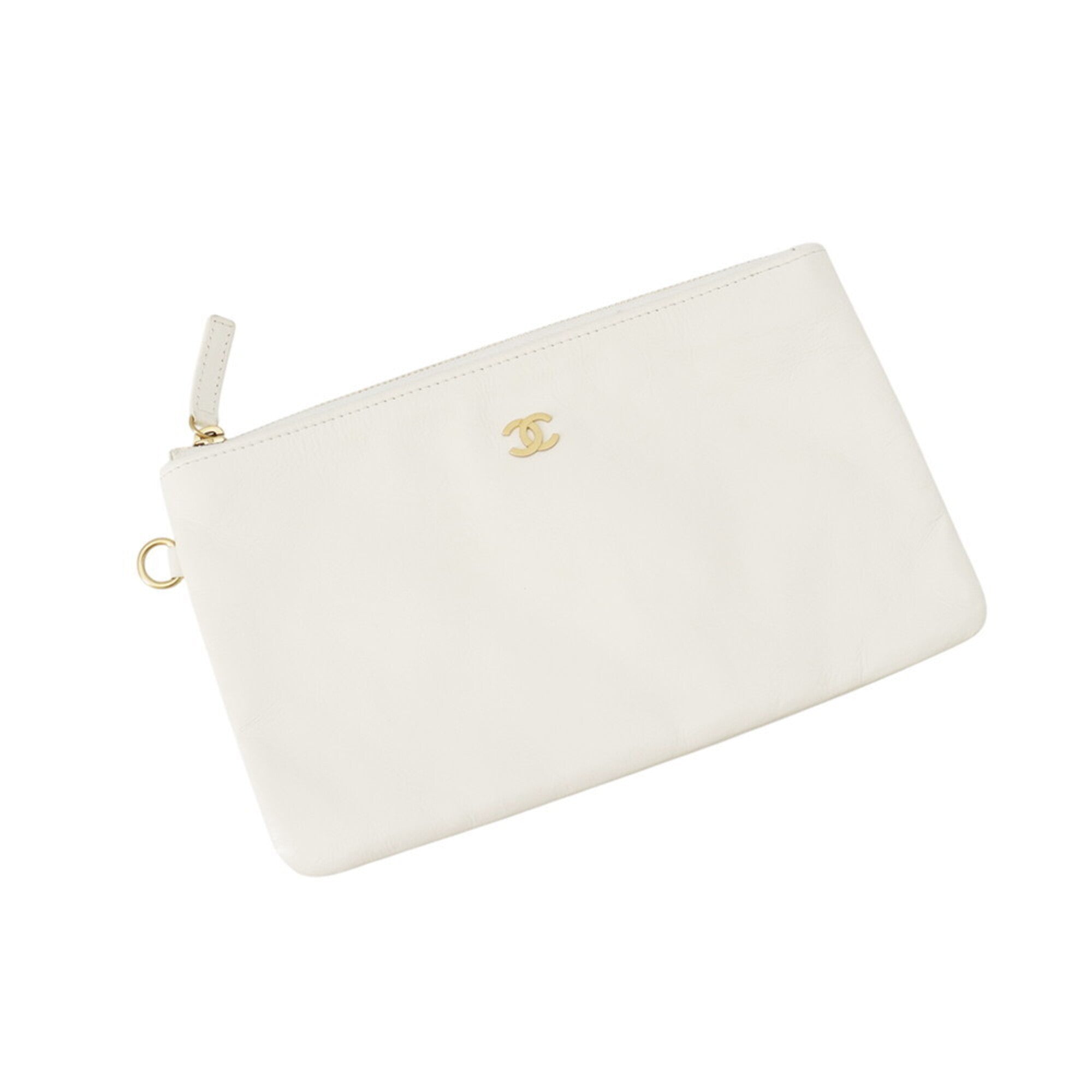 Chanel Matelasse White Leather Handbag (Pre-Owned)