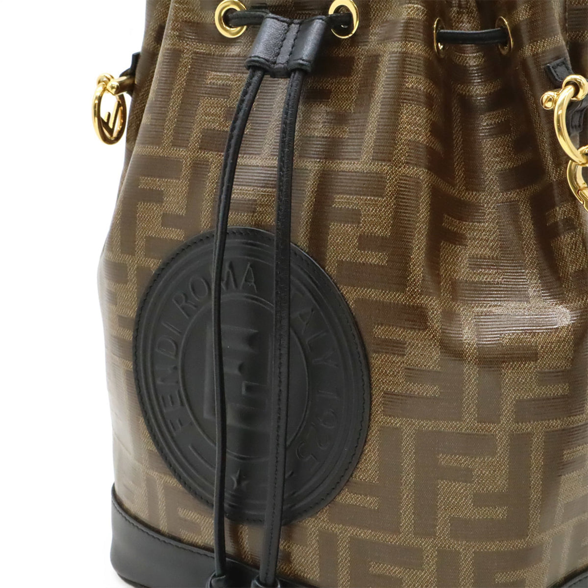 Fendi Zucca Beige Black Brown Coated Canvas Leather Handbag Shoulder Bag (Pre-Owned)