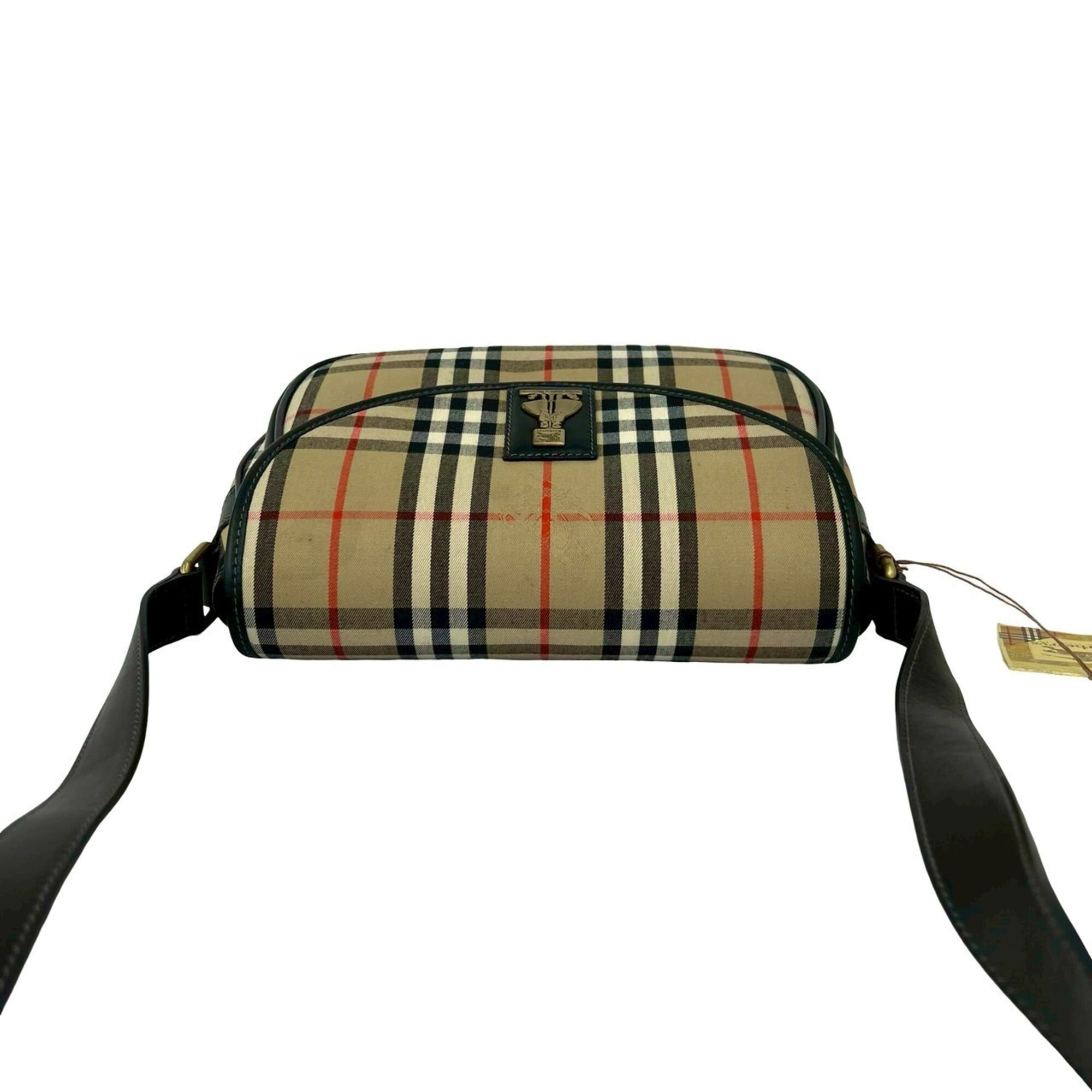 Burberry Beige Black Canvas Leather Shoulder Bag (Pre-Owned)
