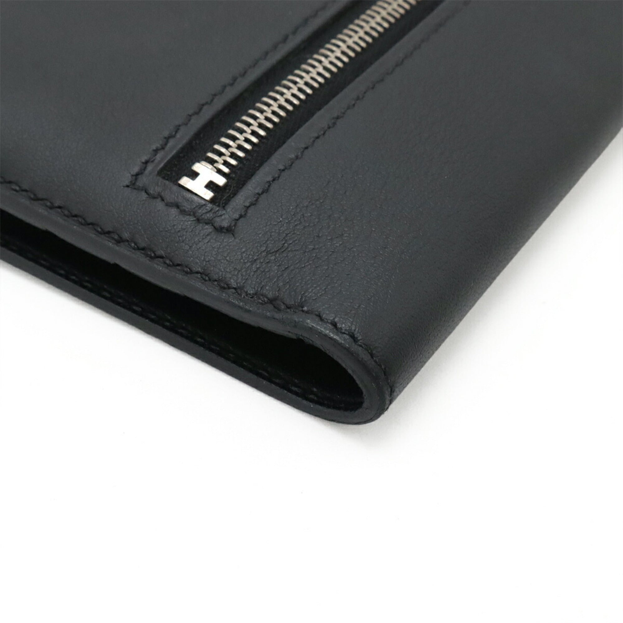 Hermes Black Swift Leather Long Wallet (Bi-Fold) (Pre-Owned)