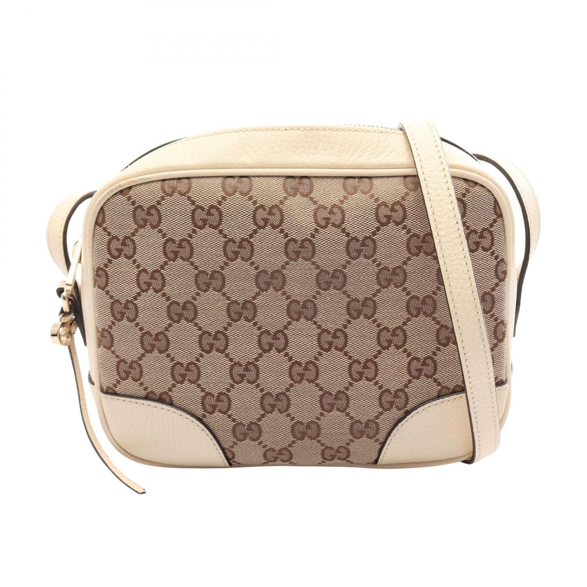 Gucci Beige Ivory Canvas Leather Handbag Shoulder Bag (Pre-Owned)