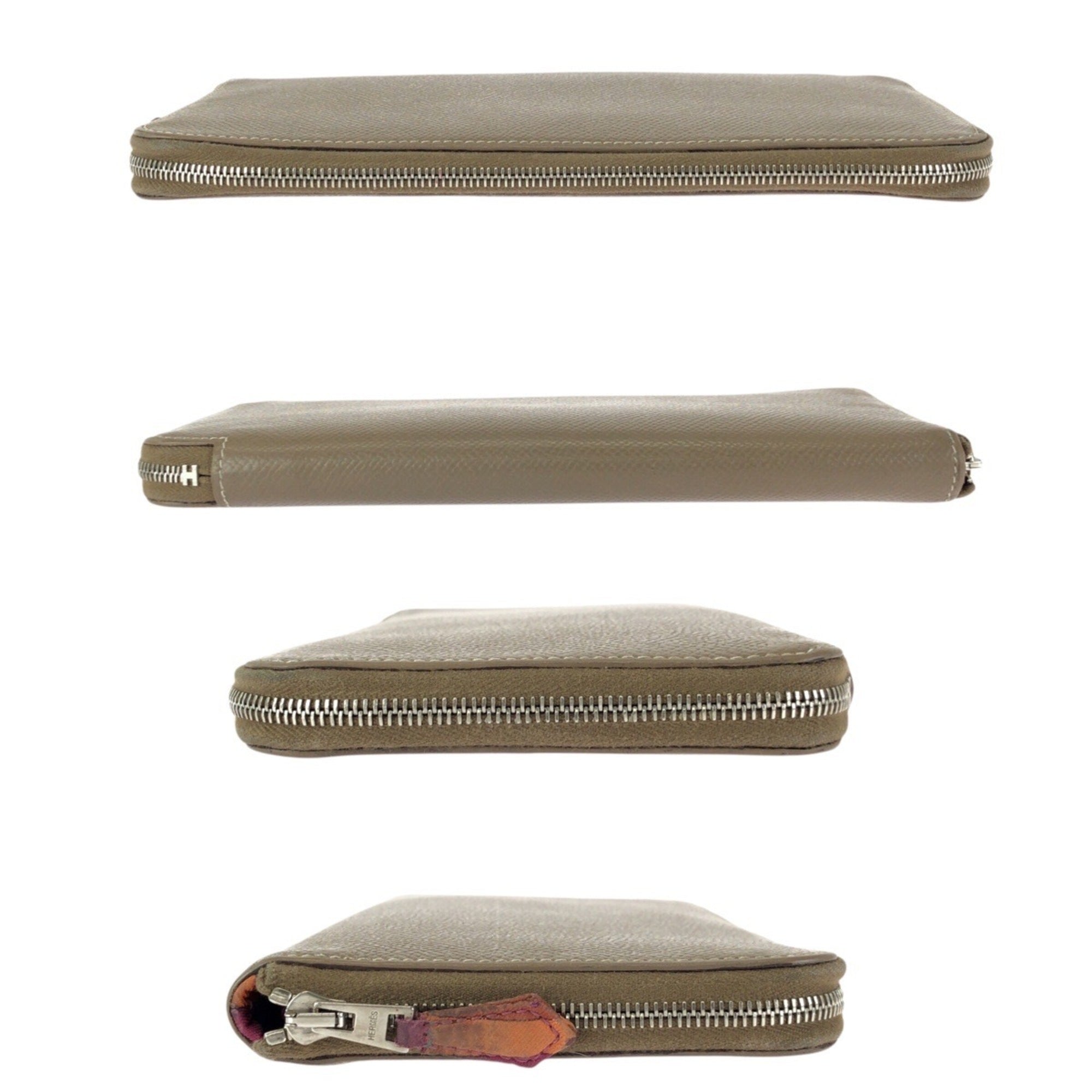 Hermes Beige Etoupe Gray Epsom Leather Long Wallet (Bi-Fold) (Pre-Owned)