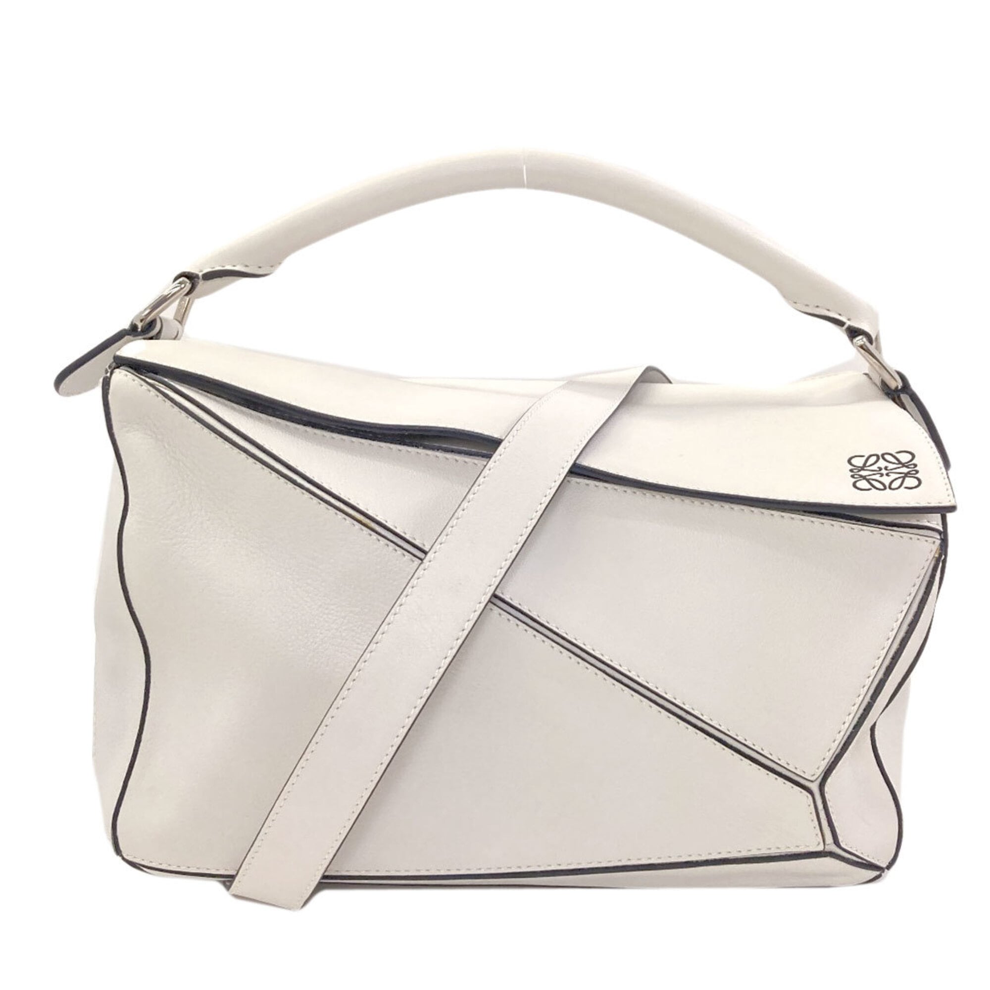 Loewe Puzzle White Leather Handbag (Pre-Owned)