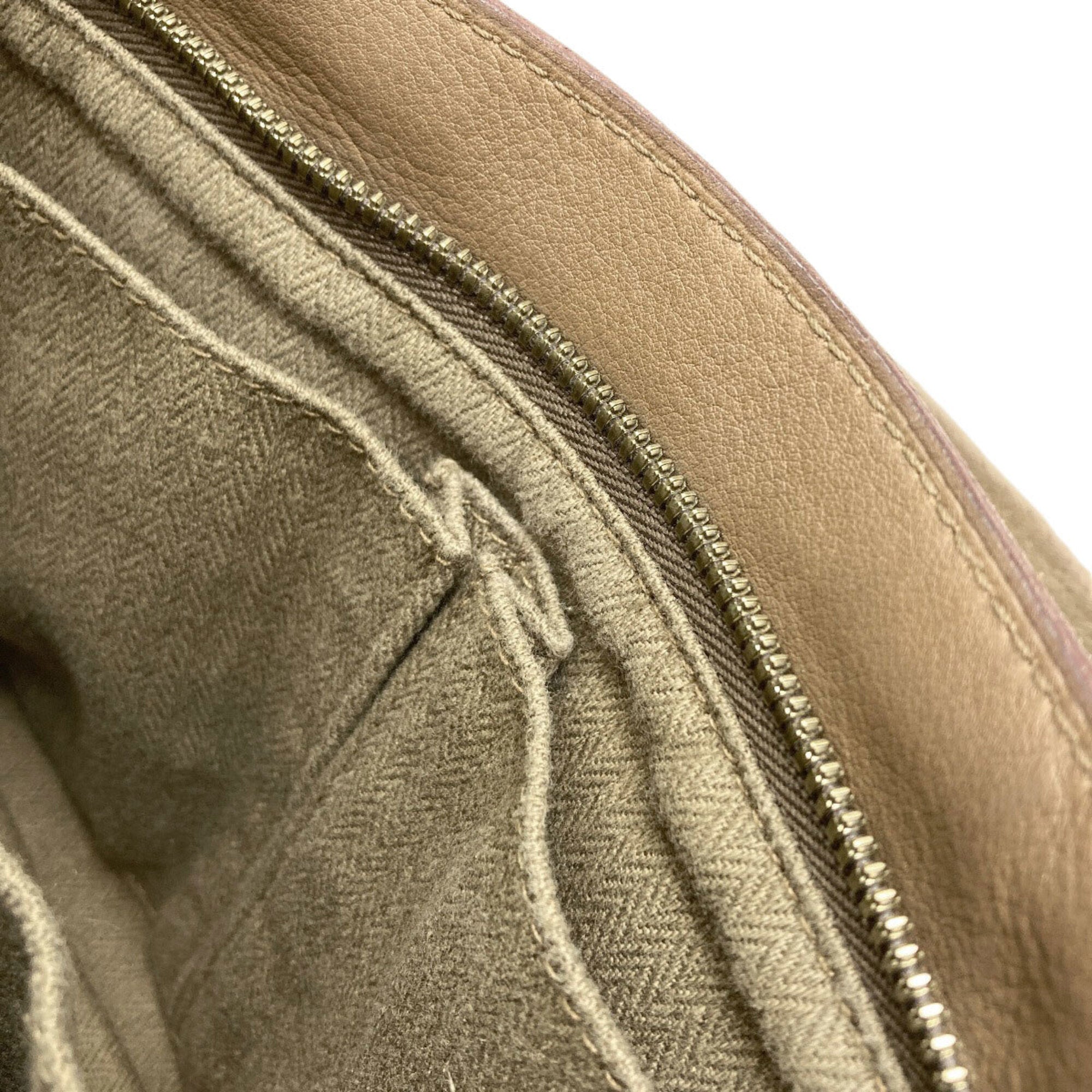 Hermes Caravan Horizontal Khaki Canvas Veau Derma Handbag (Pre-Owned)