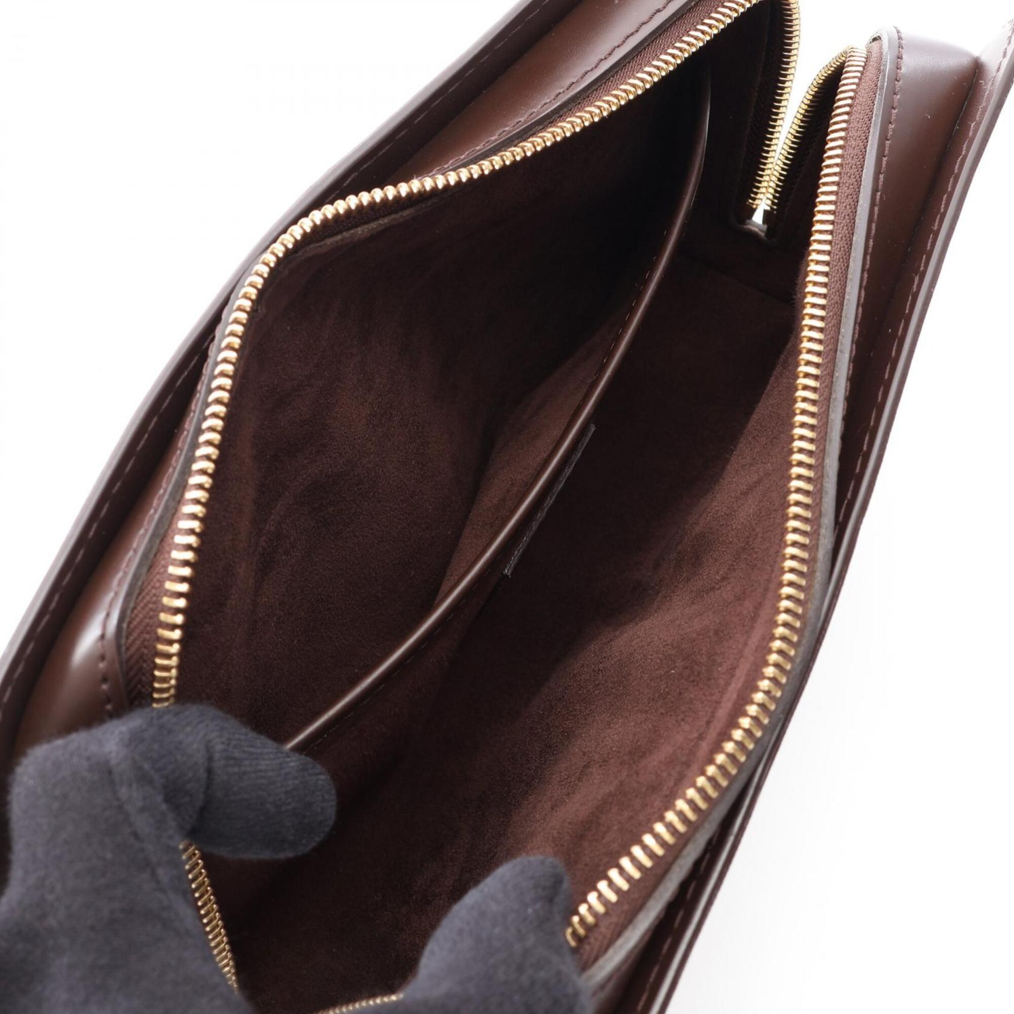 Louis Vuitton Brown Coated Canvas Clutch Bag Handbag (Pre-Owned)