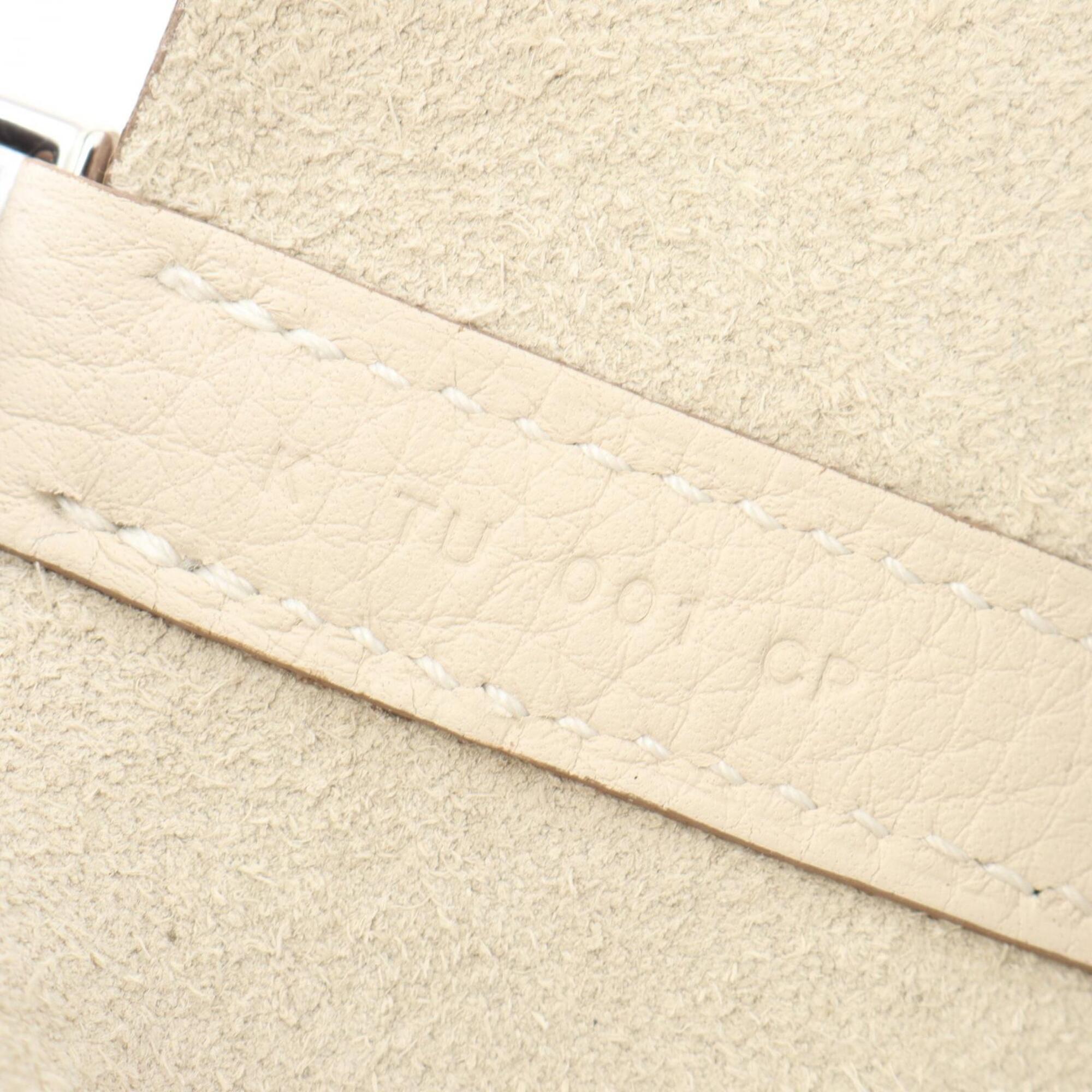 Hermes White Leather Taurillon Clemence Leather Handbag (Pre-Owned)