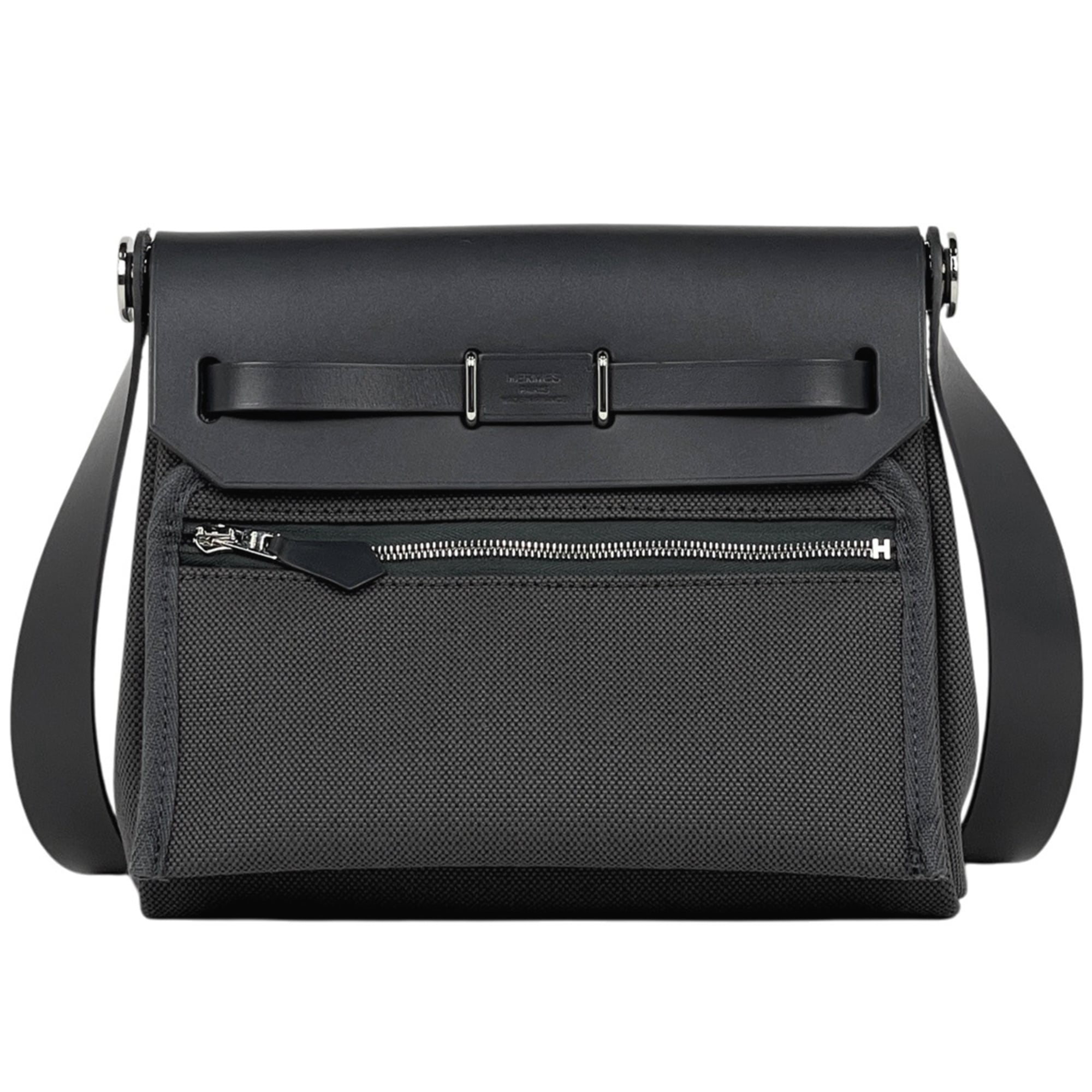 Hermes Gray Canvas Shoulder Bag (Pre-Owned)