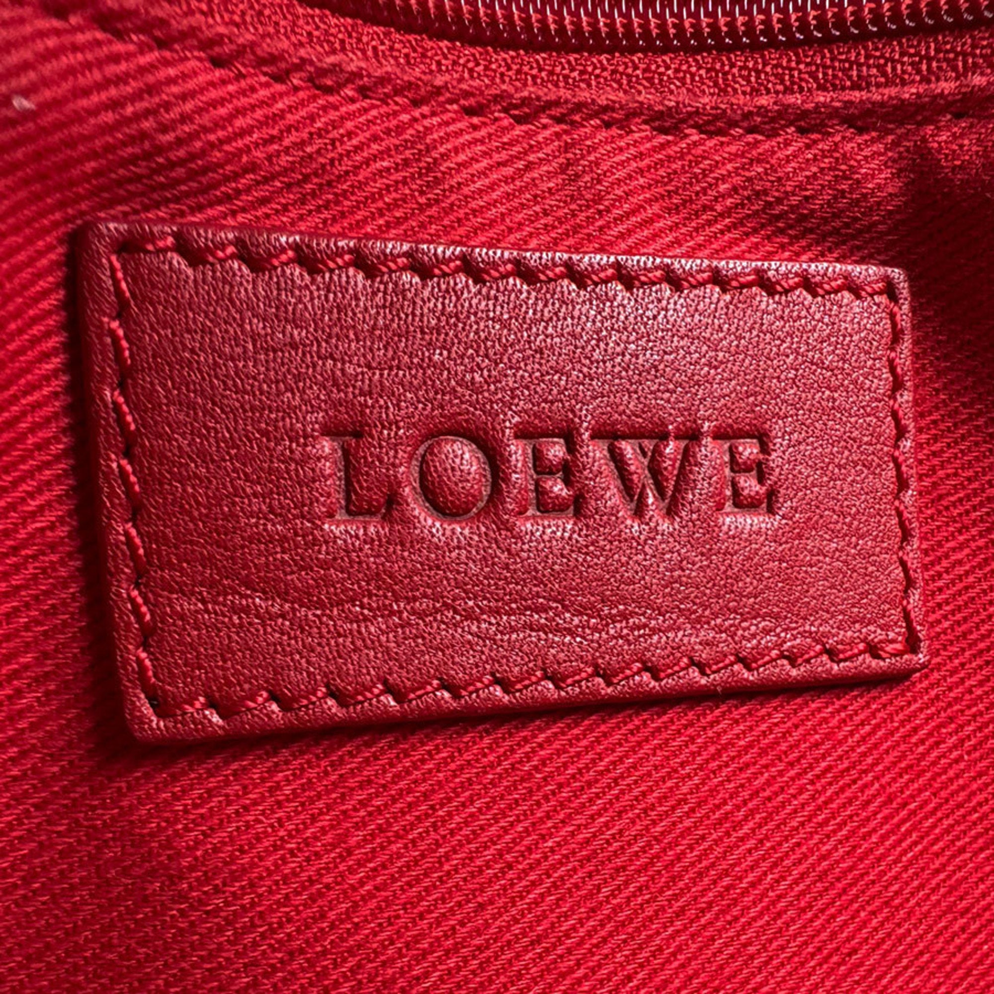 Loewe Red Color Leather Shoulder Bag Tote Bag (Pre-Owned)