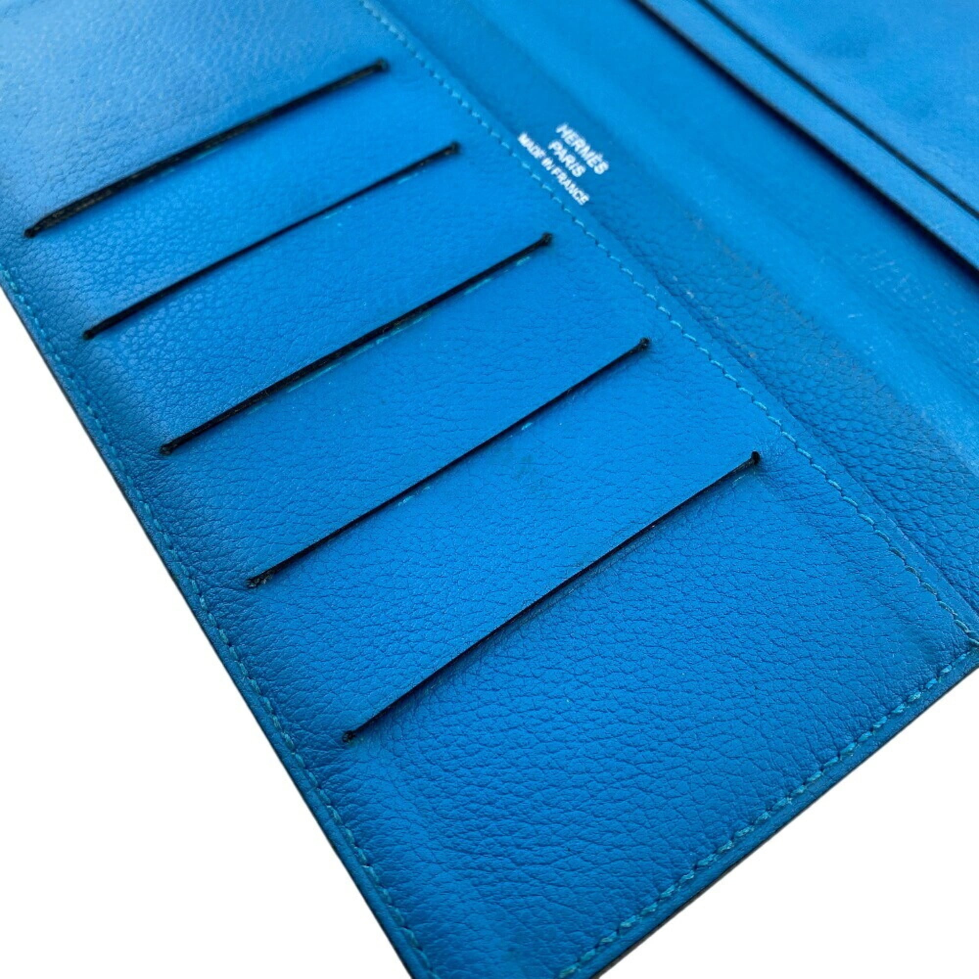 Hermes Blue Leather Long Wallet (Bi-Fold) (Pre-Owned)