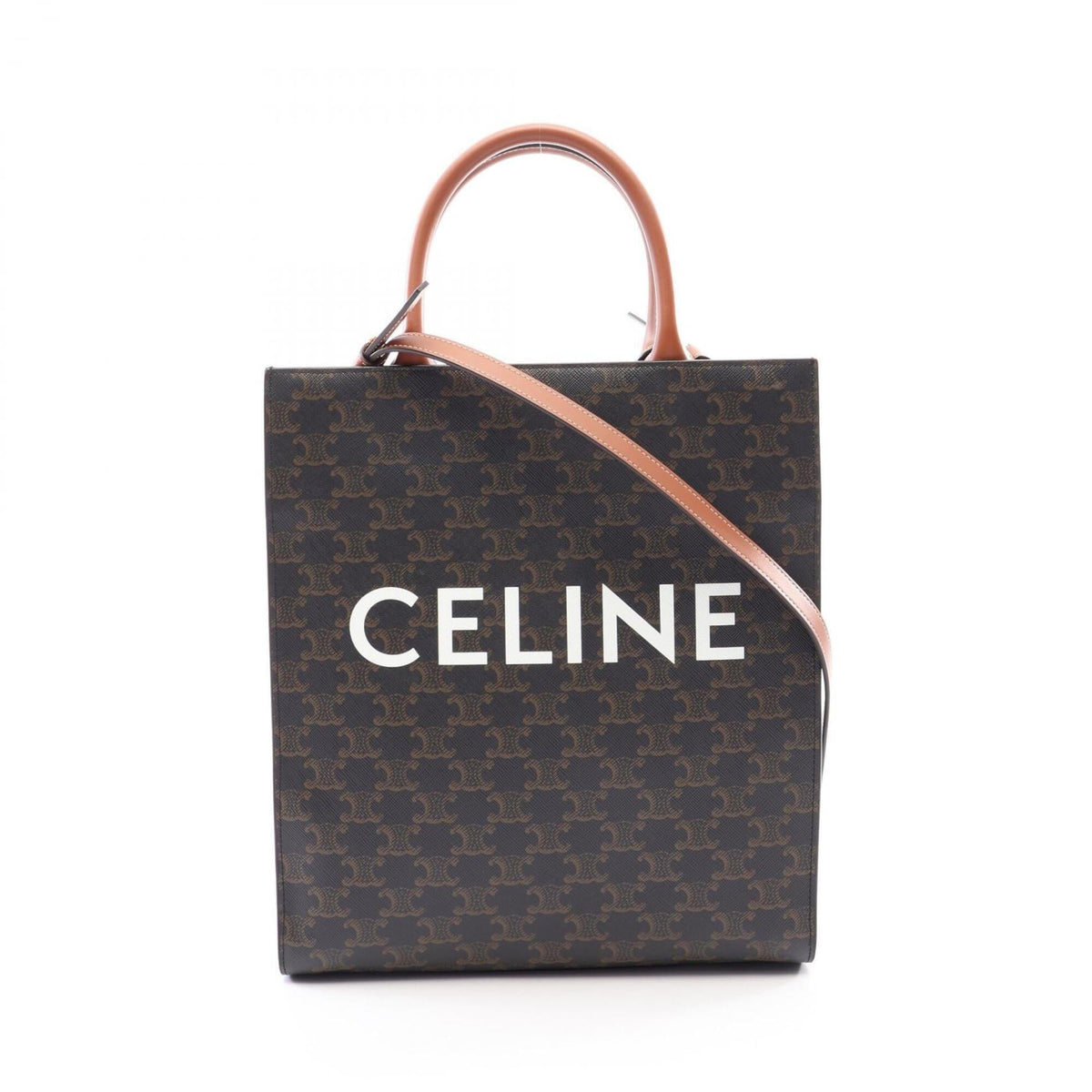 Celine Black Brown Coated Canvas Leather Handbag Tote Bag (Pre-Owned)
