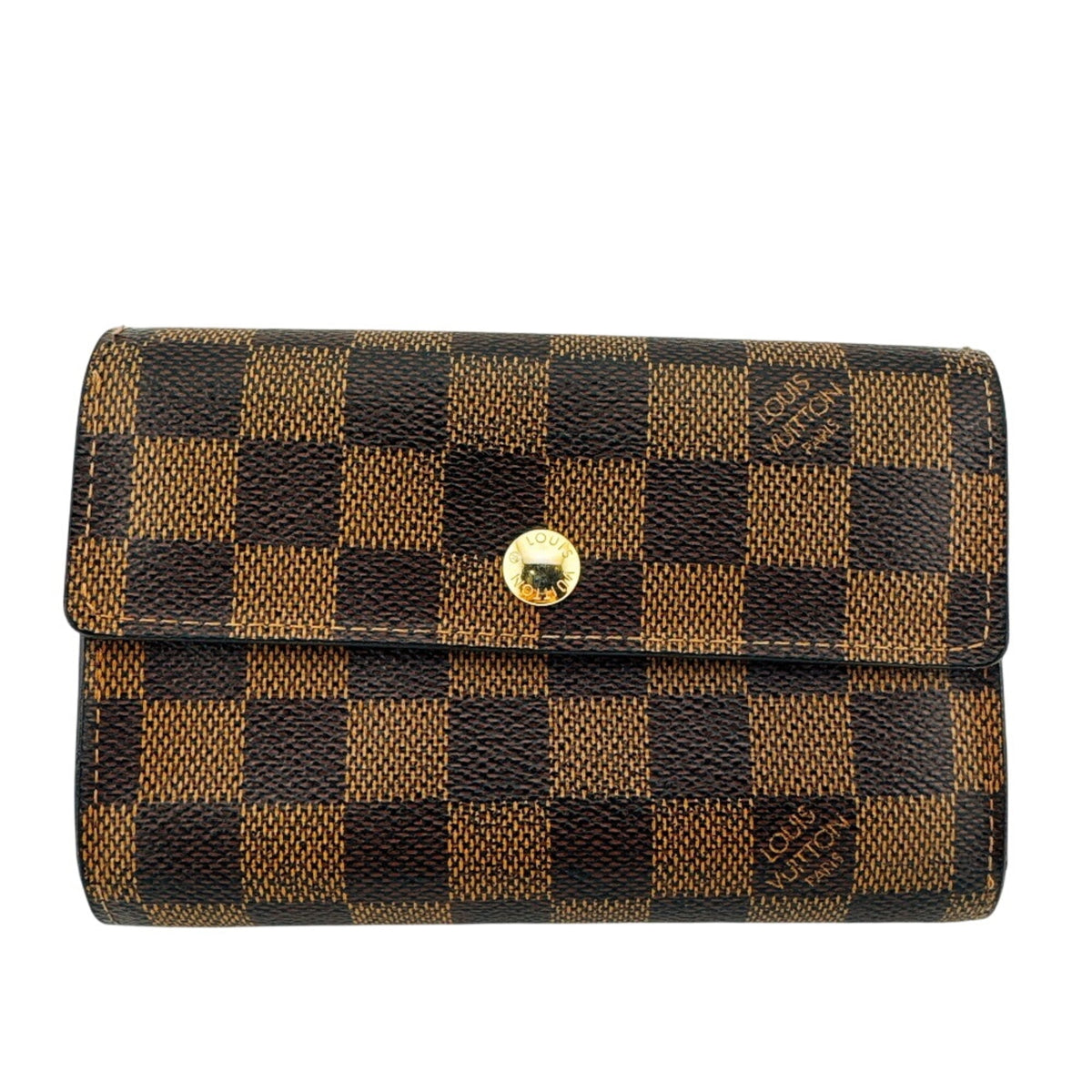 Louis Vuitton Damier Brown Leather Wallet (Tri-Fold) (Pre-Owned)