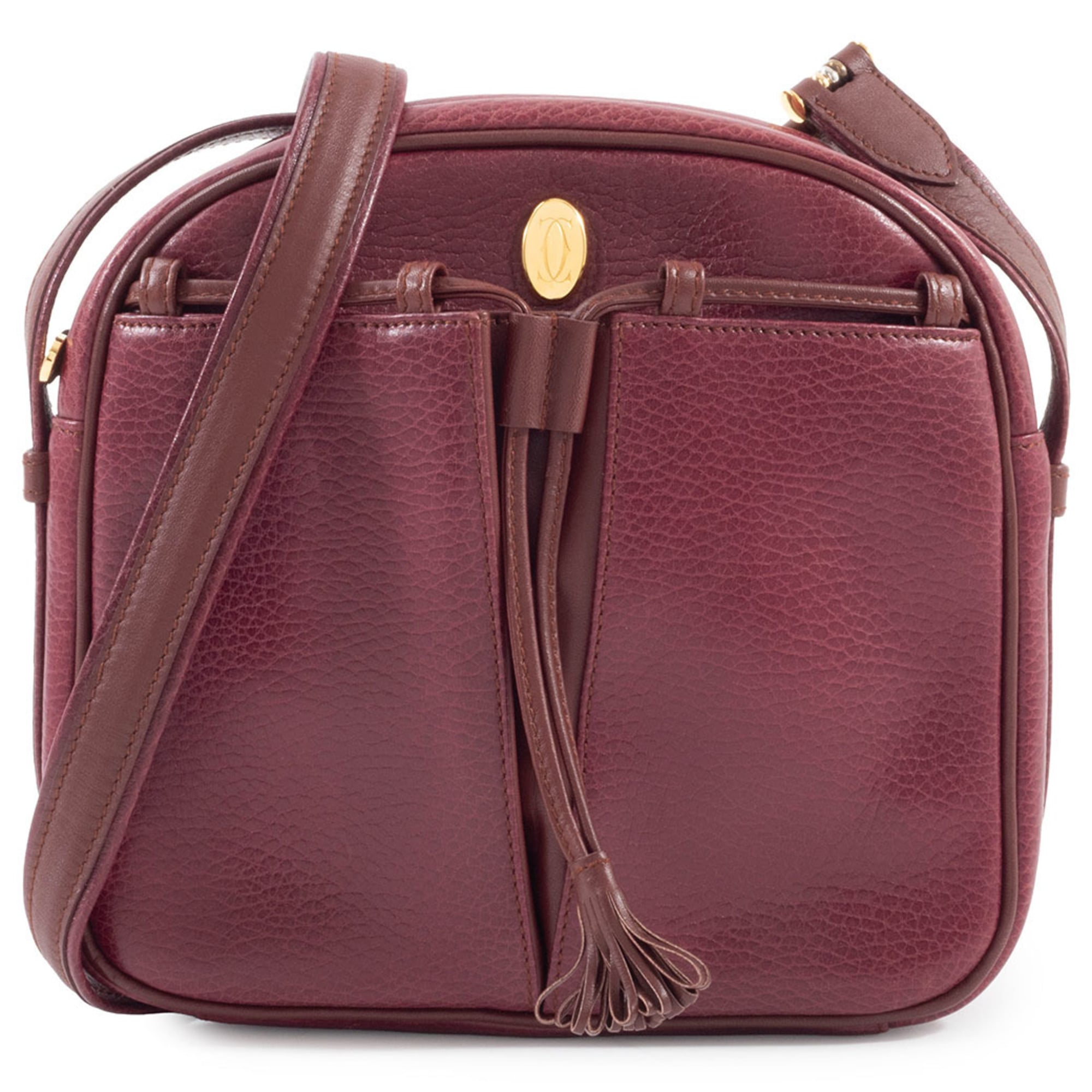 Cartier Must Bordeaux Leather Pochette Shoulder Bag (Pre-Owned)