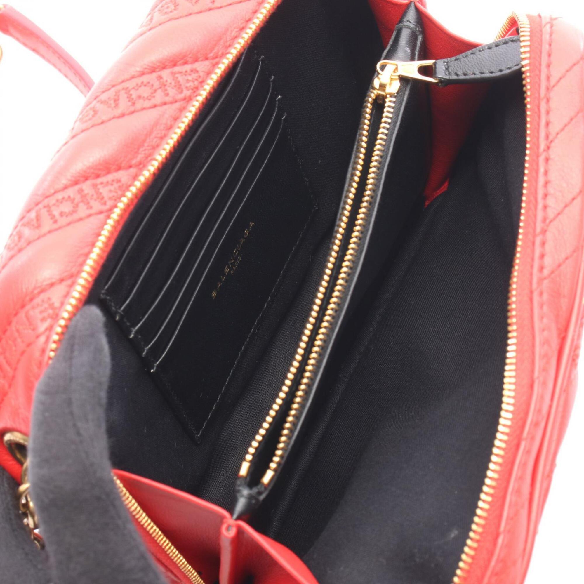 Balenciaga Red Color Leather Handbag Shoulder Bag (Pre-Owned)