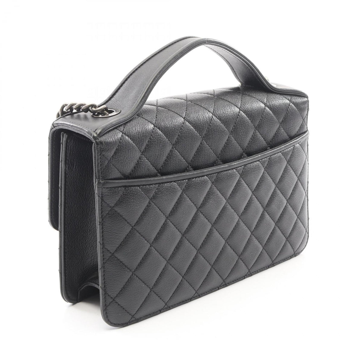 Chanel Black Grained Calfskin Handbag Shoulder Bag (Pre-Owned)
