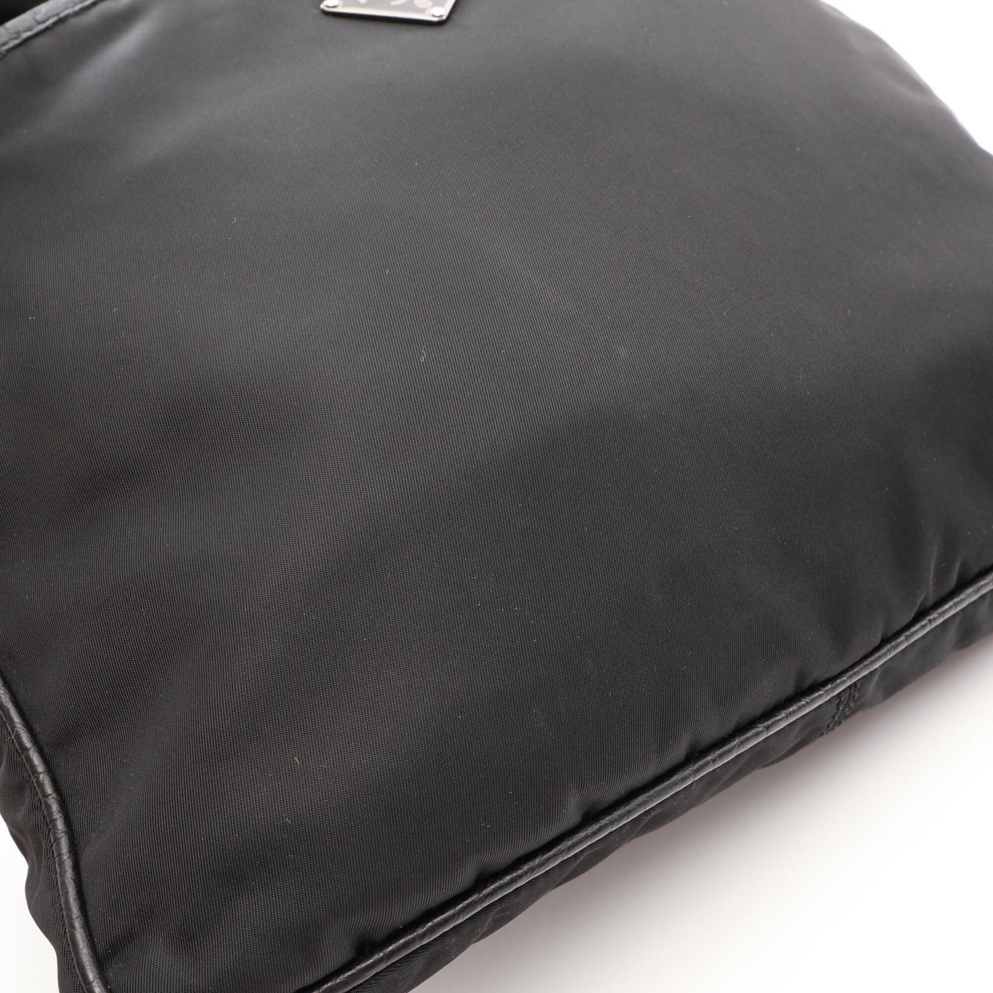 Prada Black Nylon Leather Handbag Shoulder Bag (Pre-Owned)
