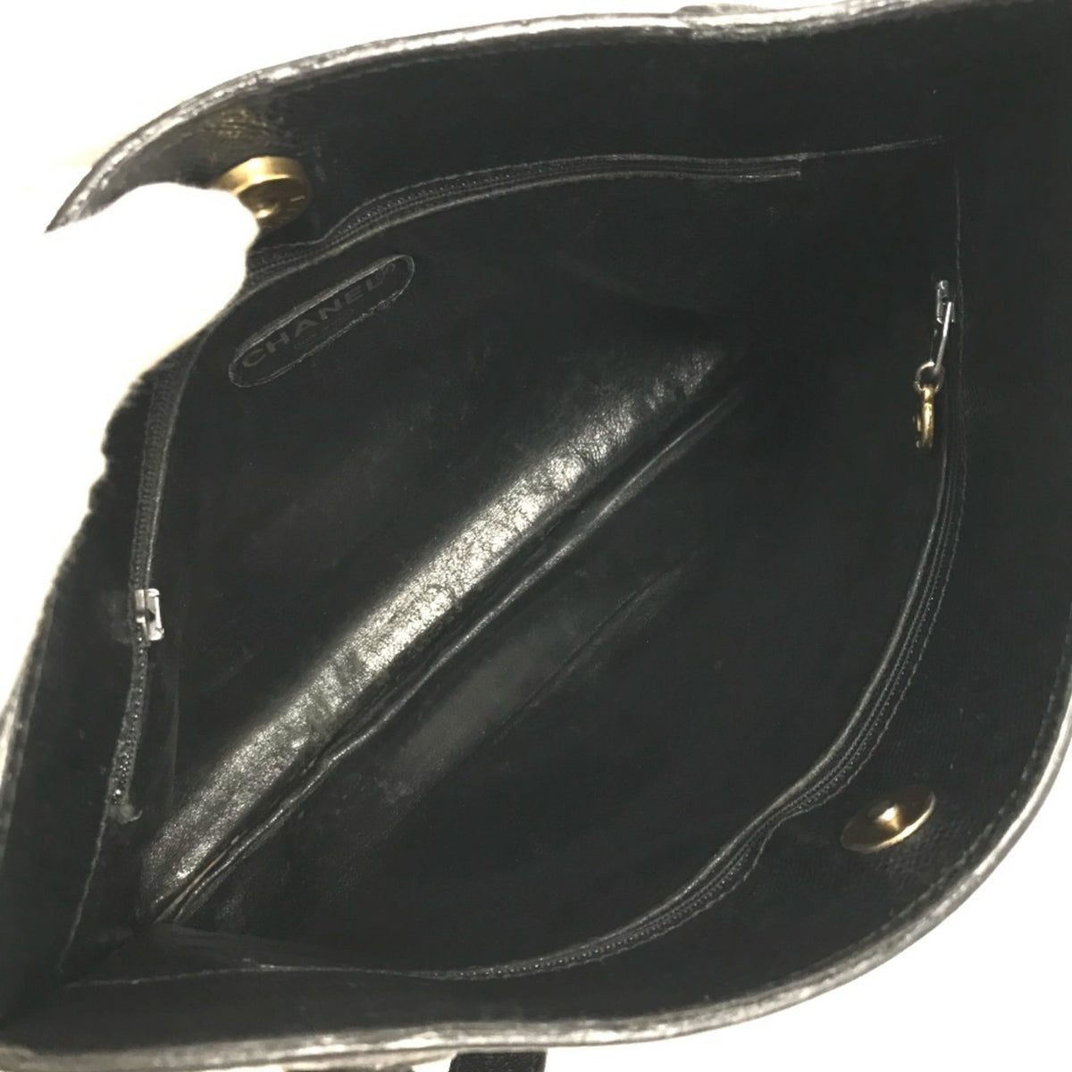Chanel Black Grained Calfskin Shoulder Bag Tote Bag (Pre-Owned)