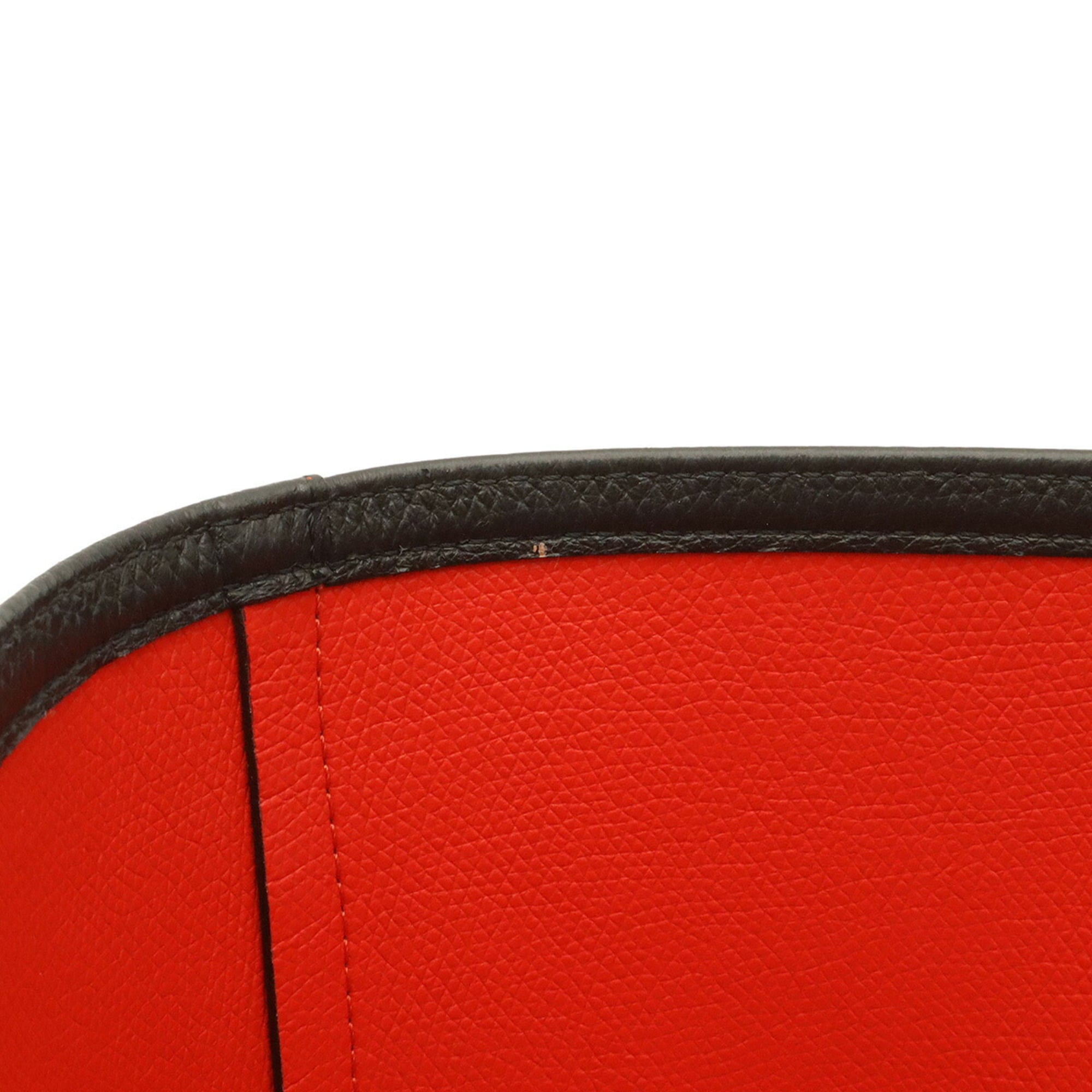 Christian Louboutin Black Red Color Leather Rubber Handbag Pouch Shoulder Bag Tote Bag (Pre-Owned)
