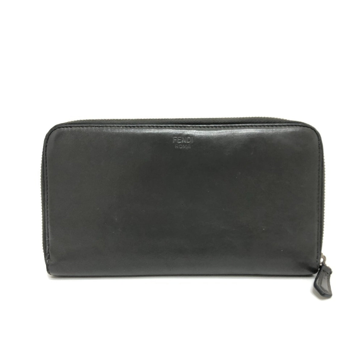 Fendi Gray Leather Long Wallet (Bi-Fold) (Pre-Owned)