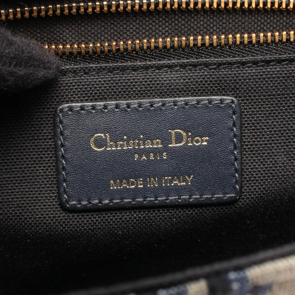 Christian Dior Beige Navy Canvas Leather Handbag Shoulder Bag (Pre-Owned)
