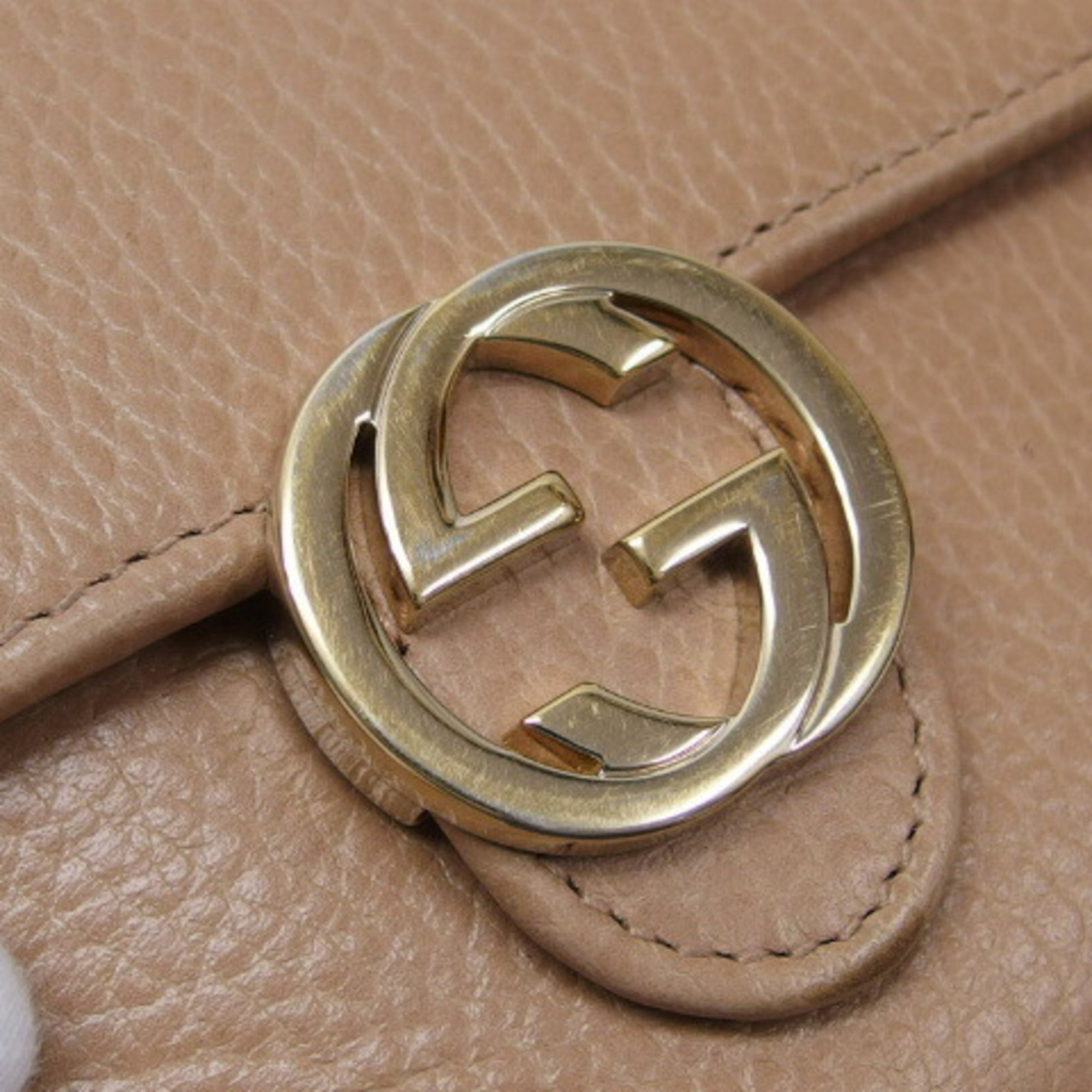 Gucci Beige Champagne Gold Leather Coin Purse/Coin Case (Pre-Owned)