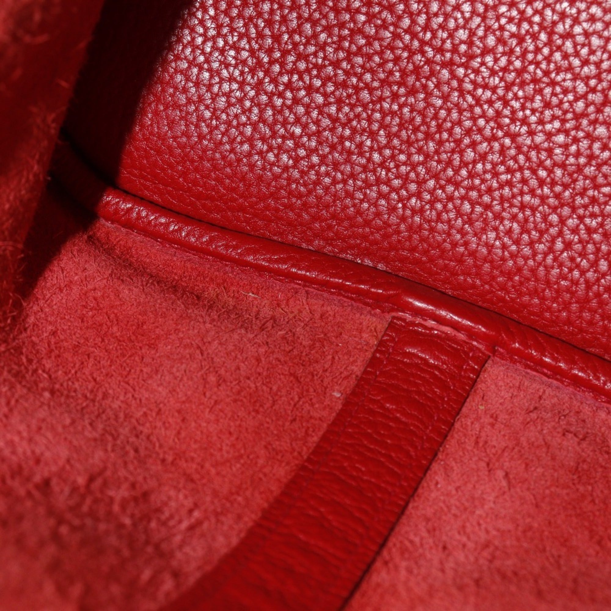 Hermes Red Color Taurillon Clemence Leather Handbag (Pre-Owned)