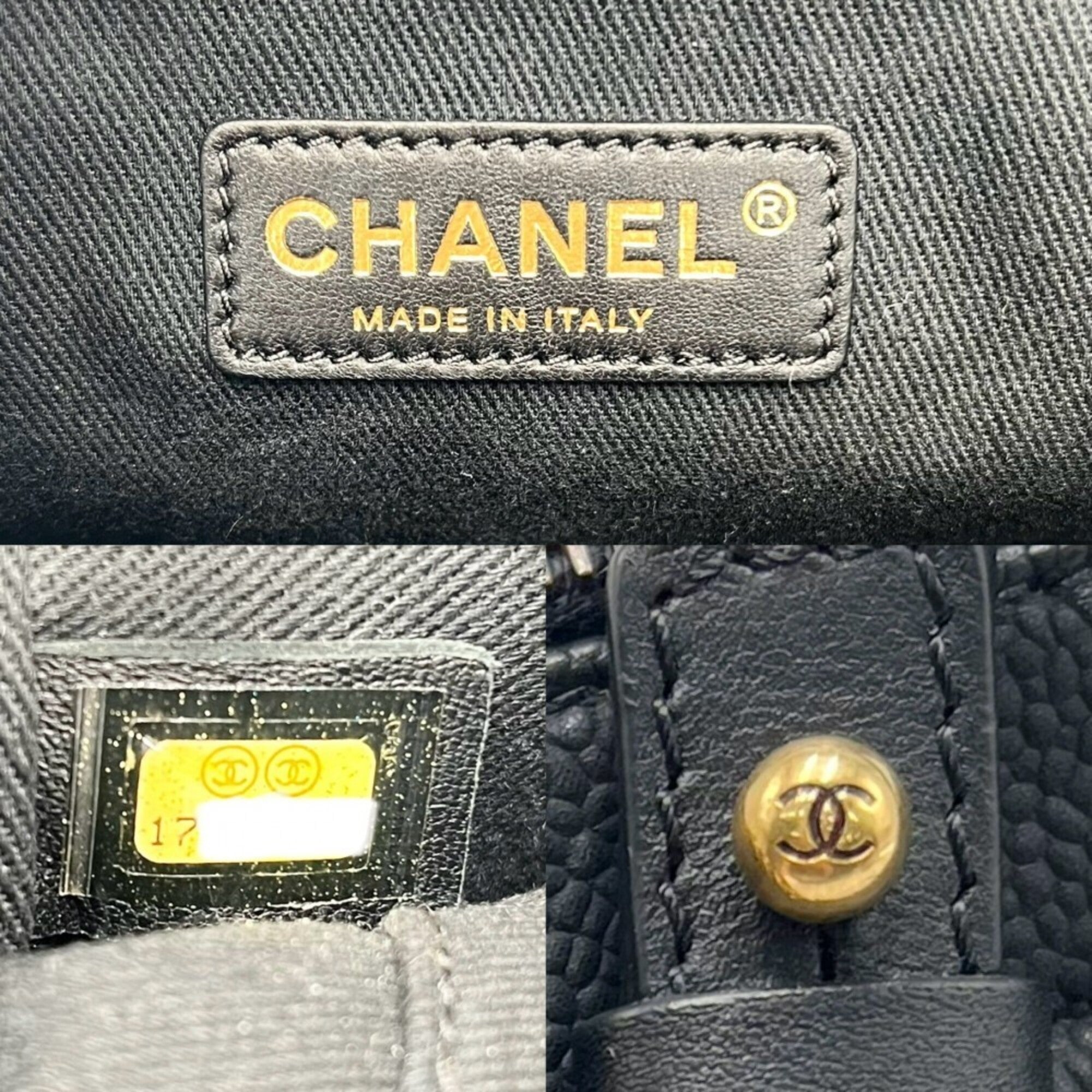 Chanel Black Leather Handbag Shoulder Bag (Pre-Owned)